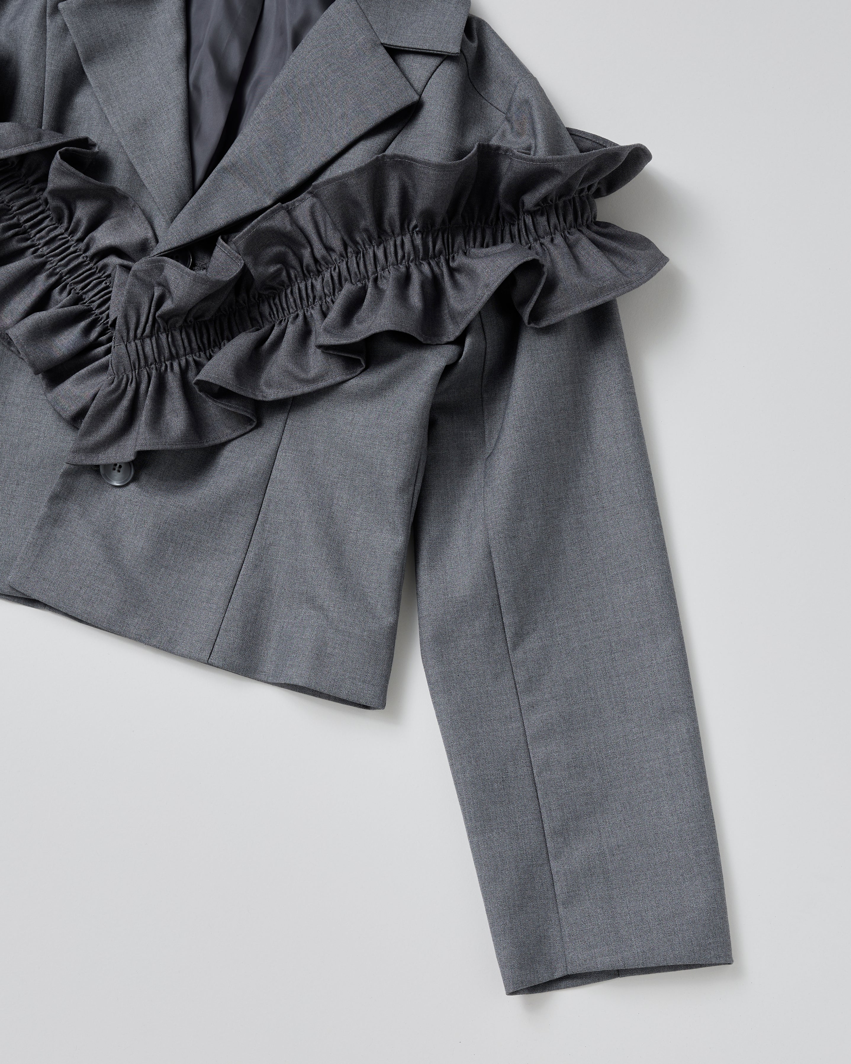 Gathered frill short jacket (gray)