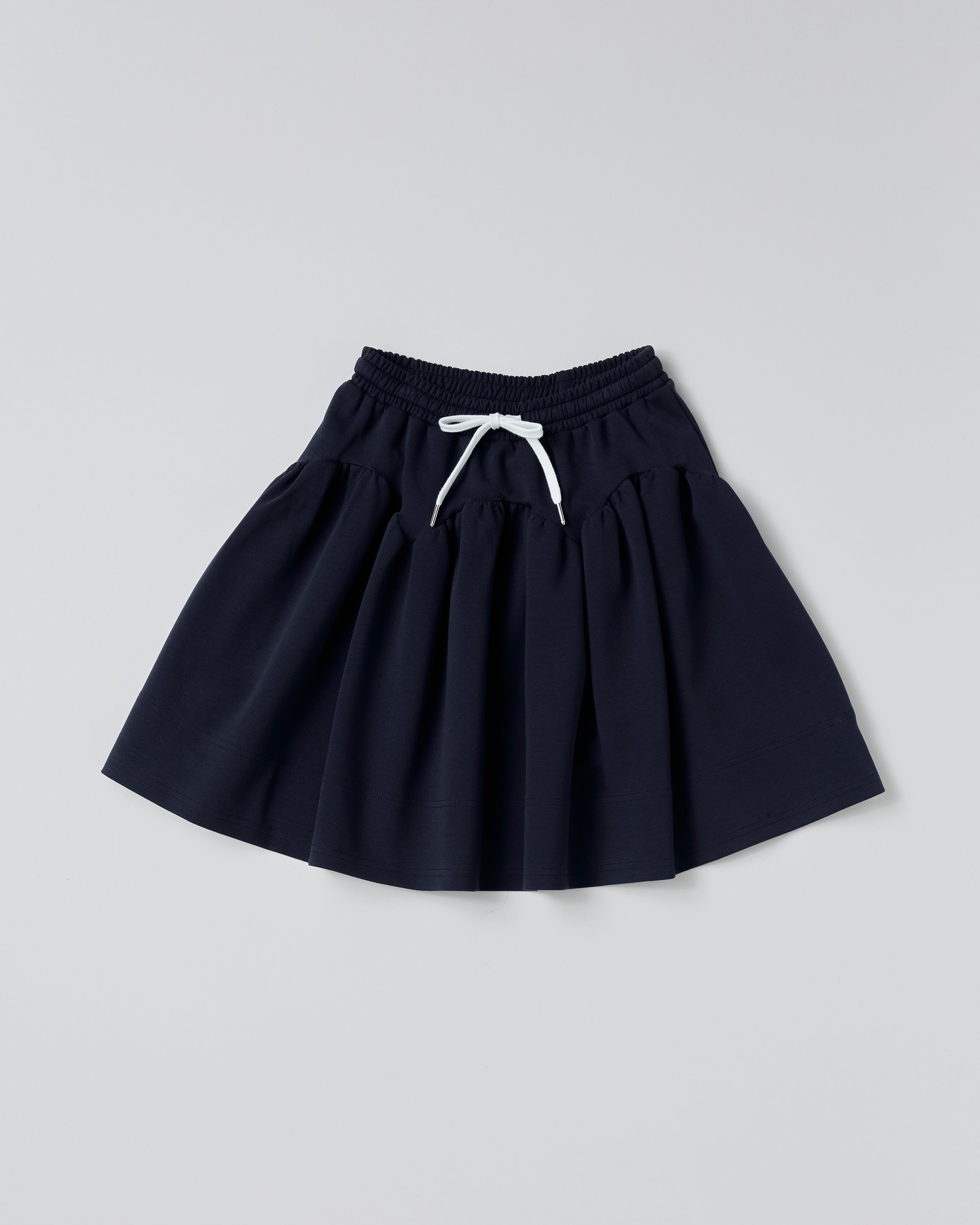 Arch gathered flare mini skirt (white)