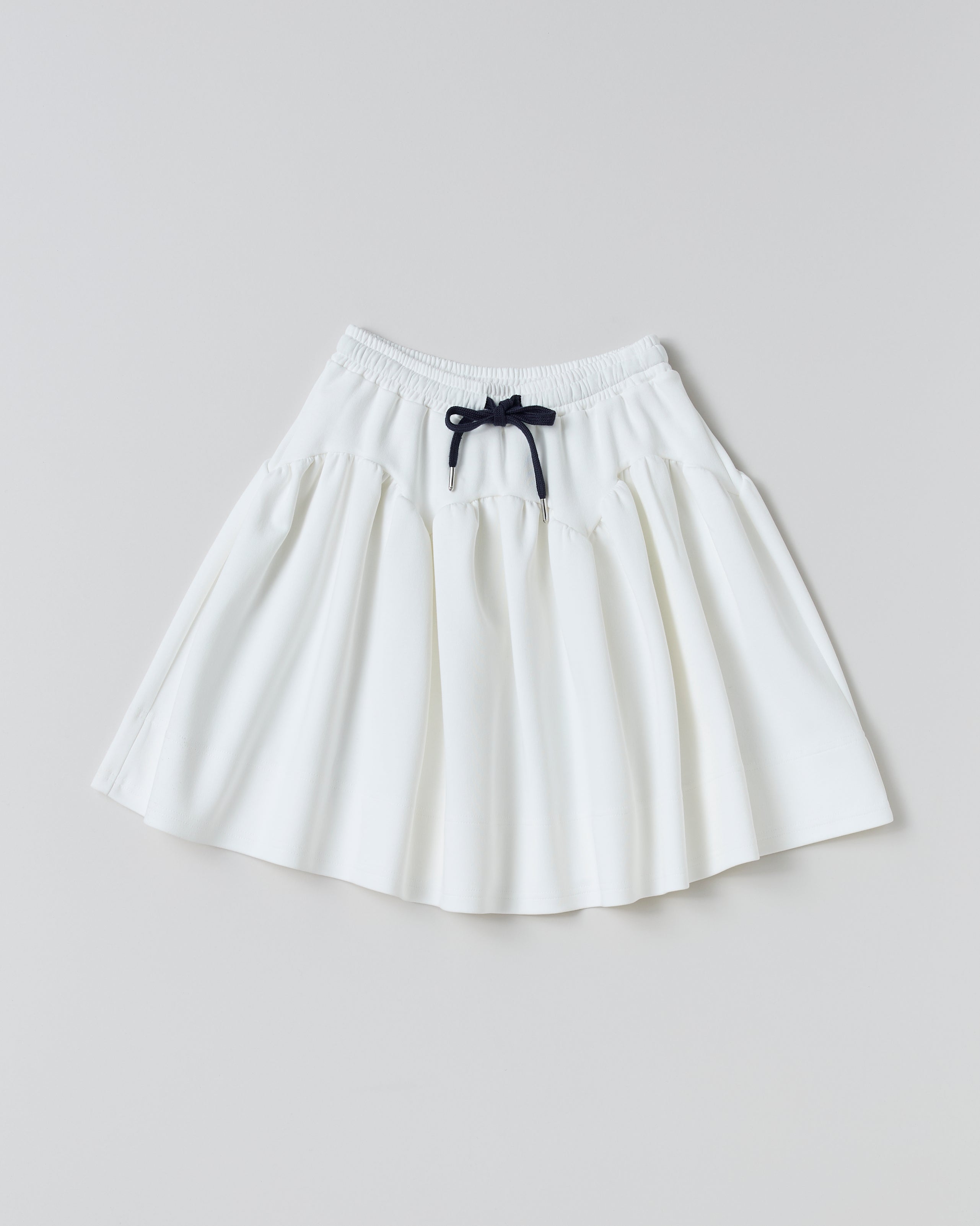 Arch gathered flare mini skirt (white)