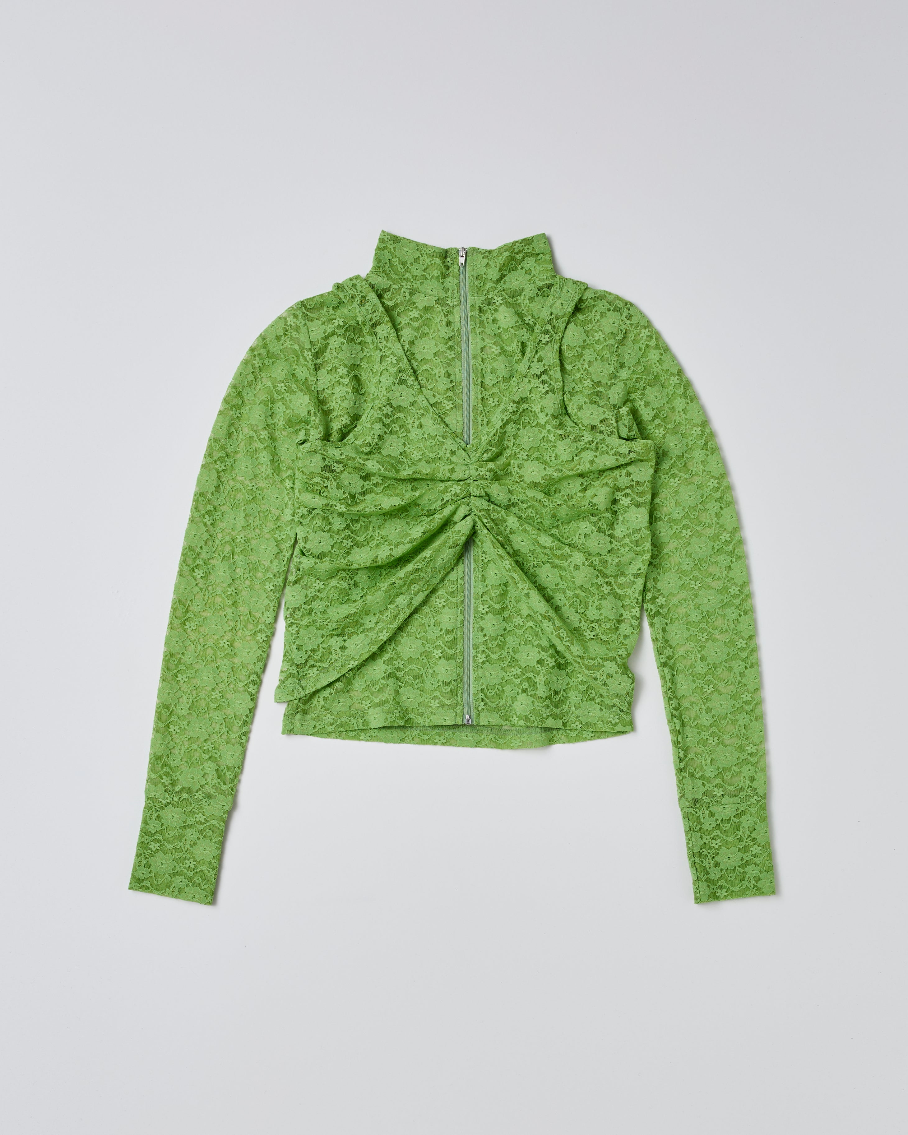 Lace layered high neck tops (green)
