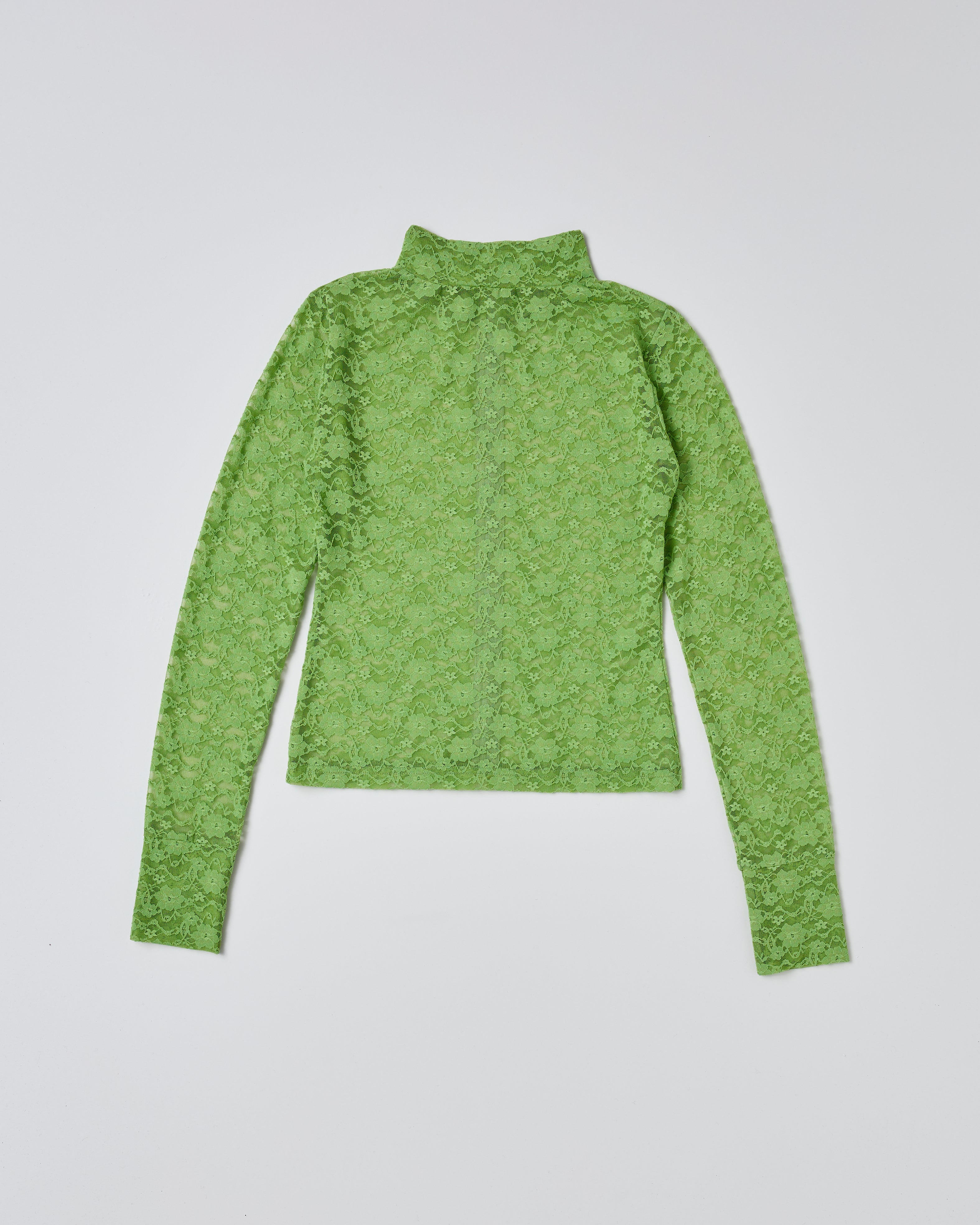 Lace layered high neck tops (green)