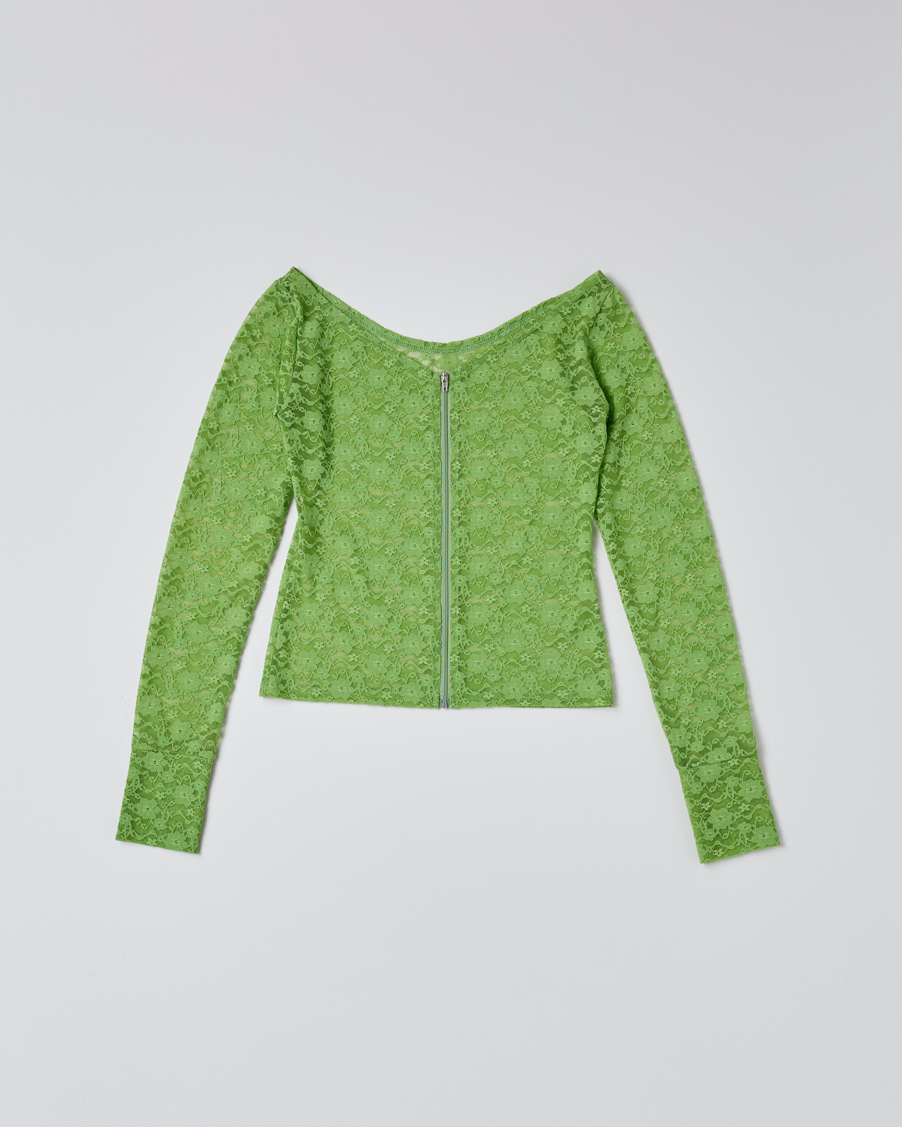 POPPY レースレイヤードラウンドトップス (グリーン) Lace layered round tops (green)