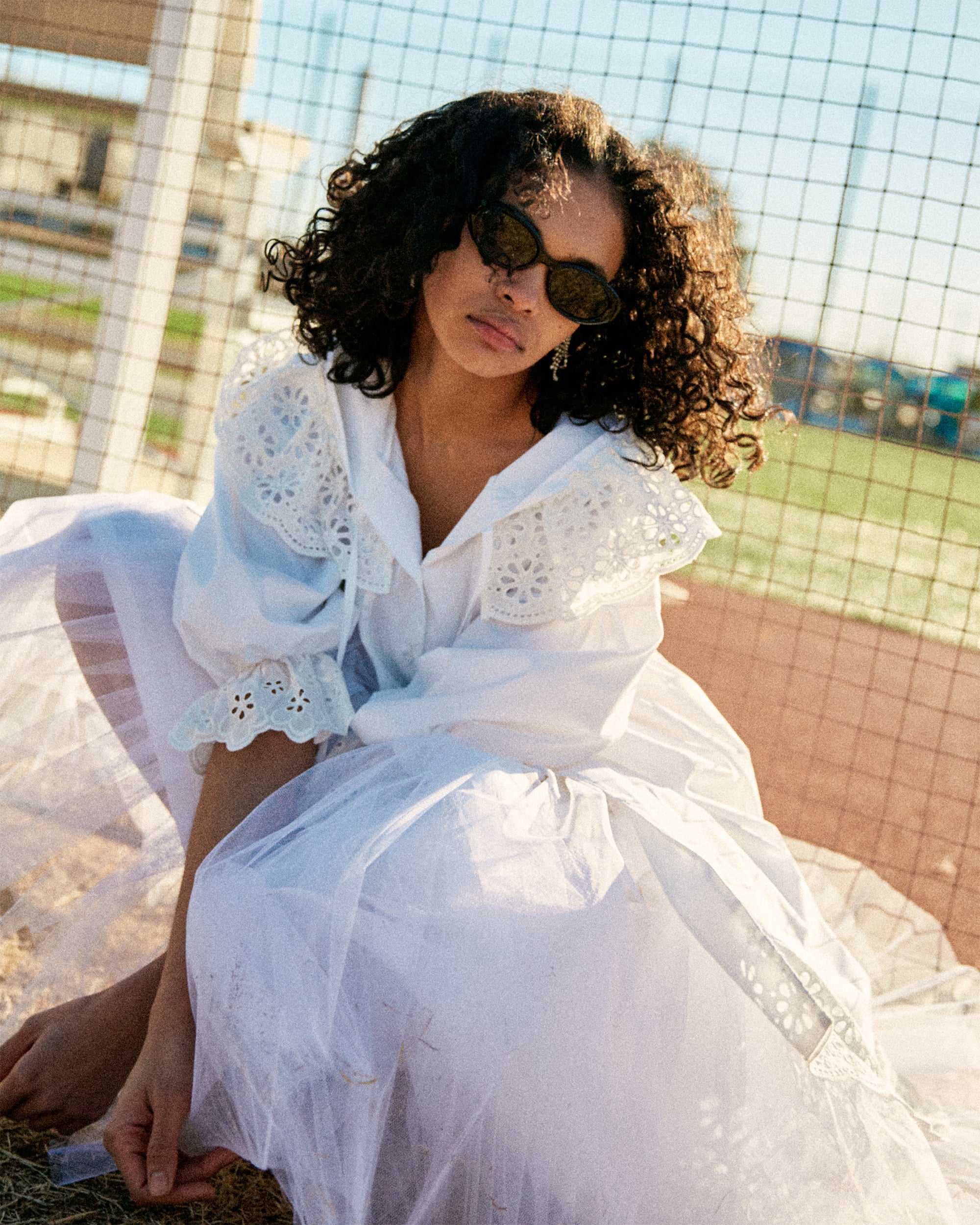 Hoodie flower cotton lace one-piece