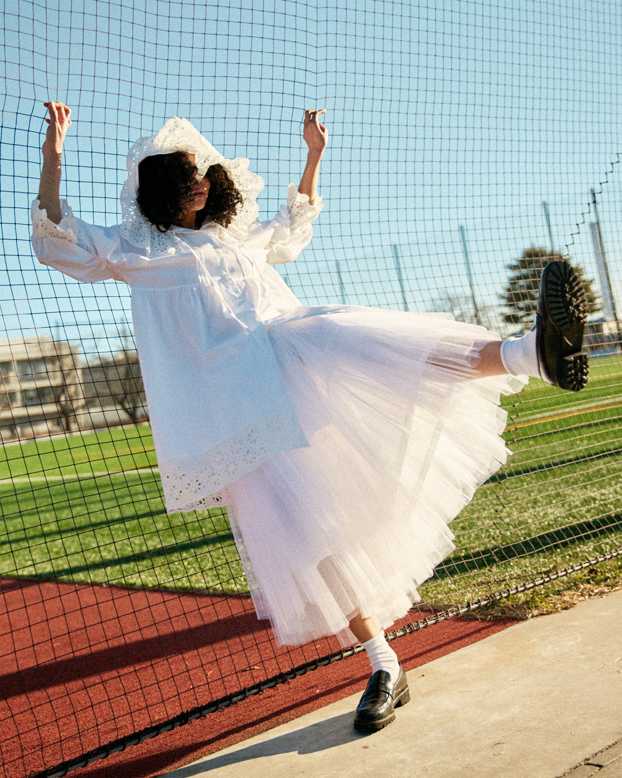 Hoodie flower cotton lace one-piece