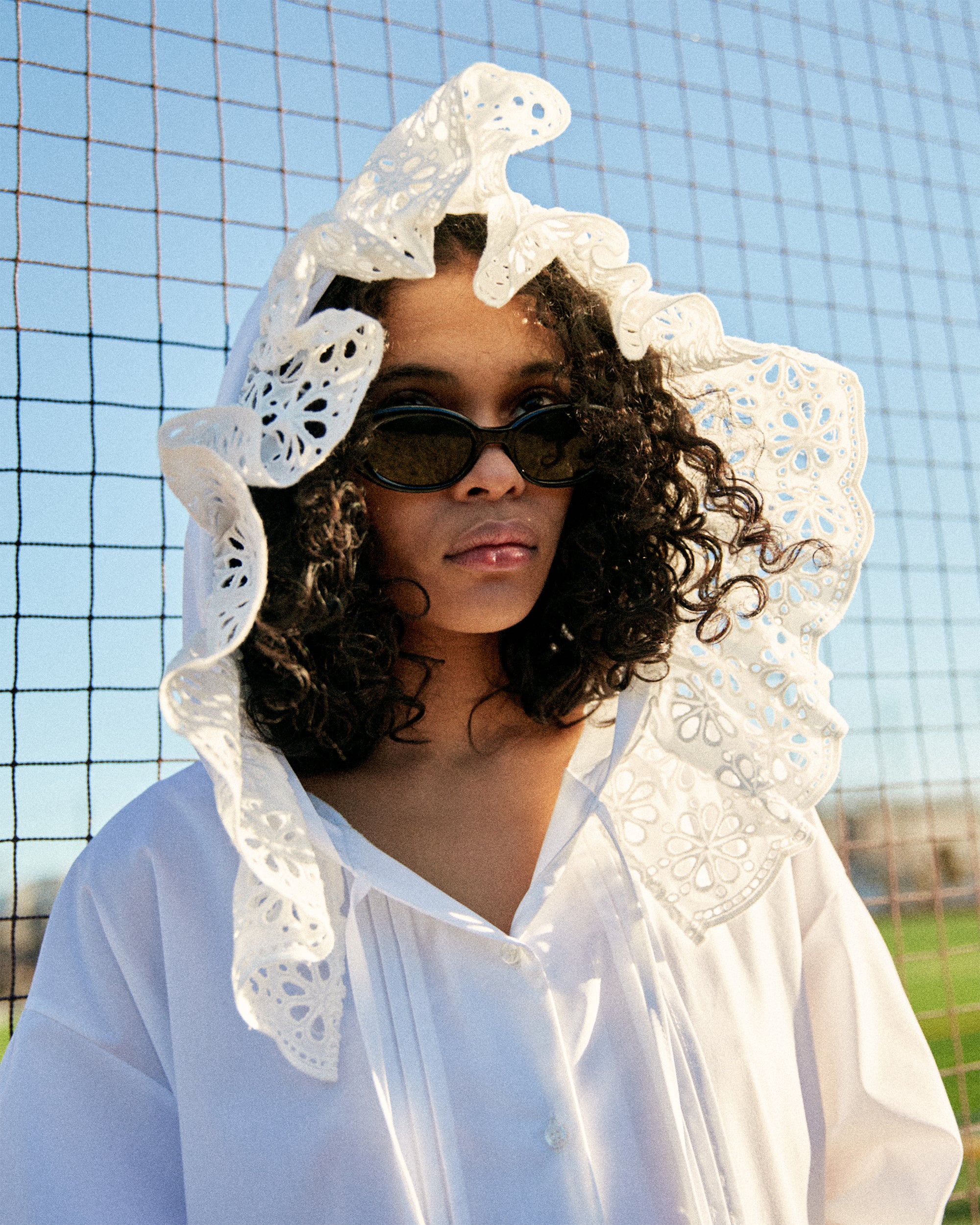 Hoodie flower cotton lace one-piece