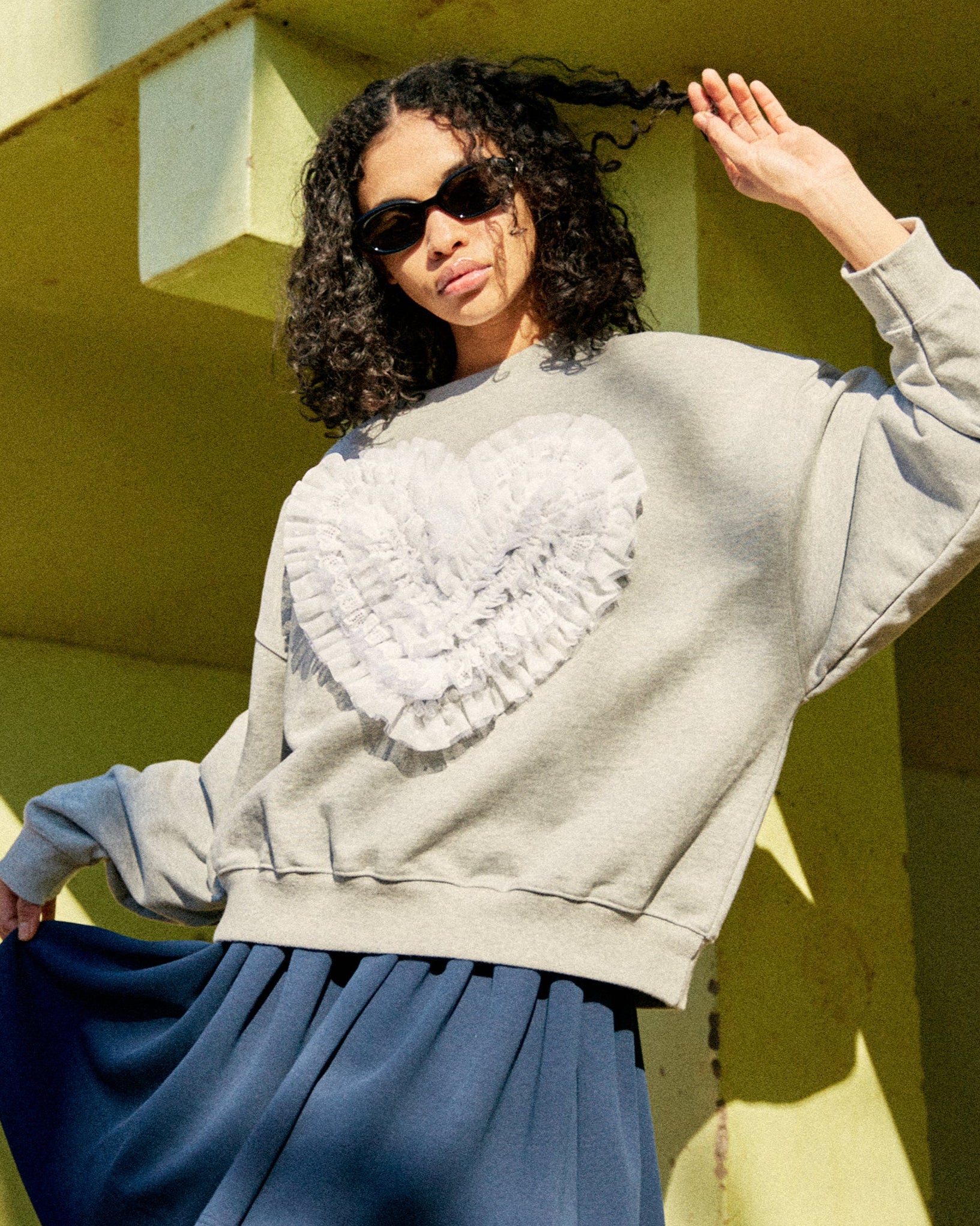 トップス POPPY Heart tulle sweatshirt Heart tulle sweatshirt