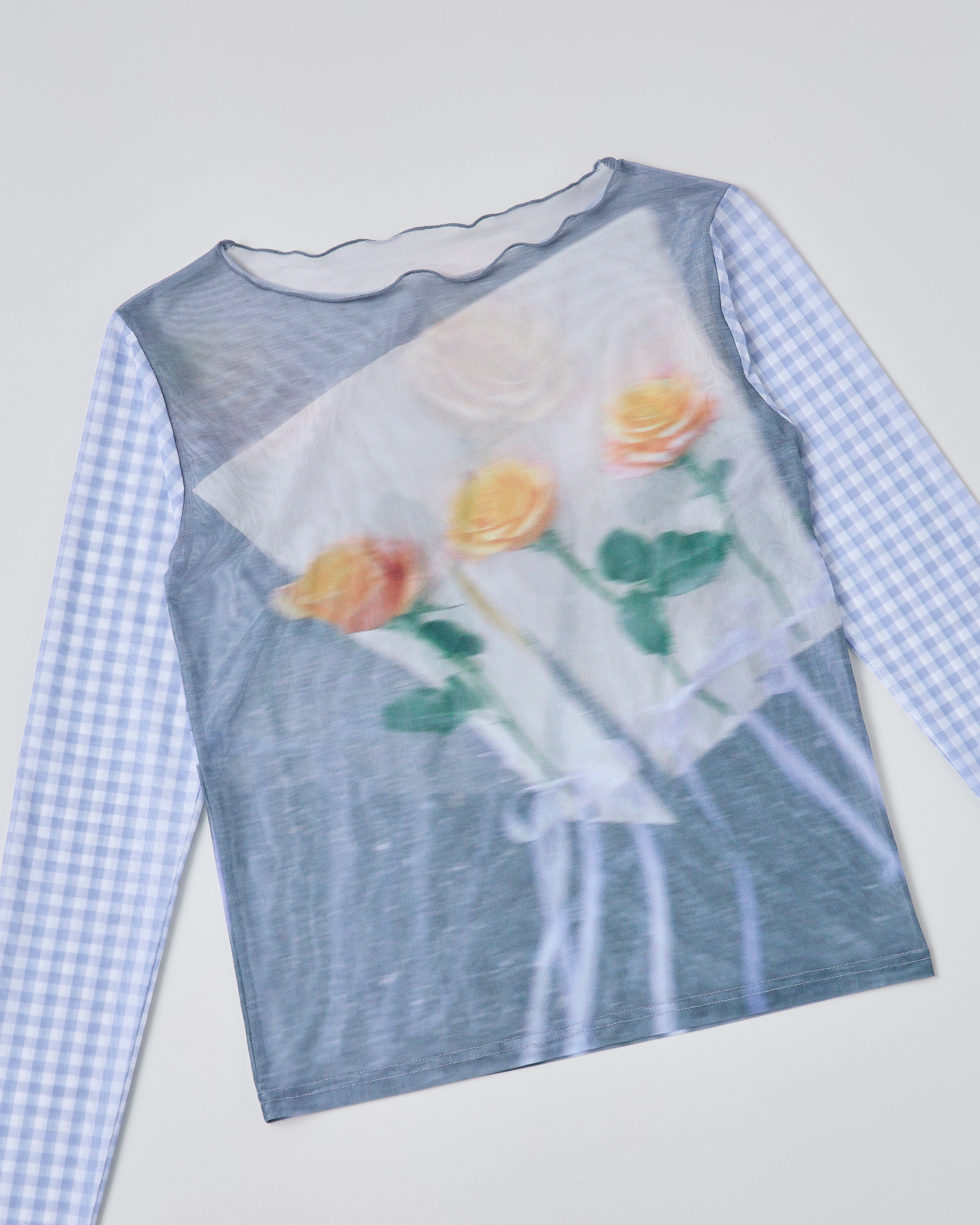 Photo ROSES Blue see-through tops (round neck)