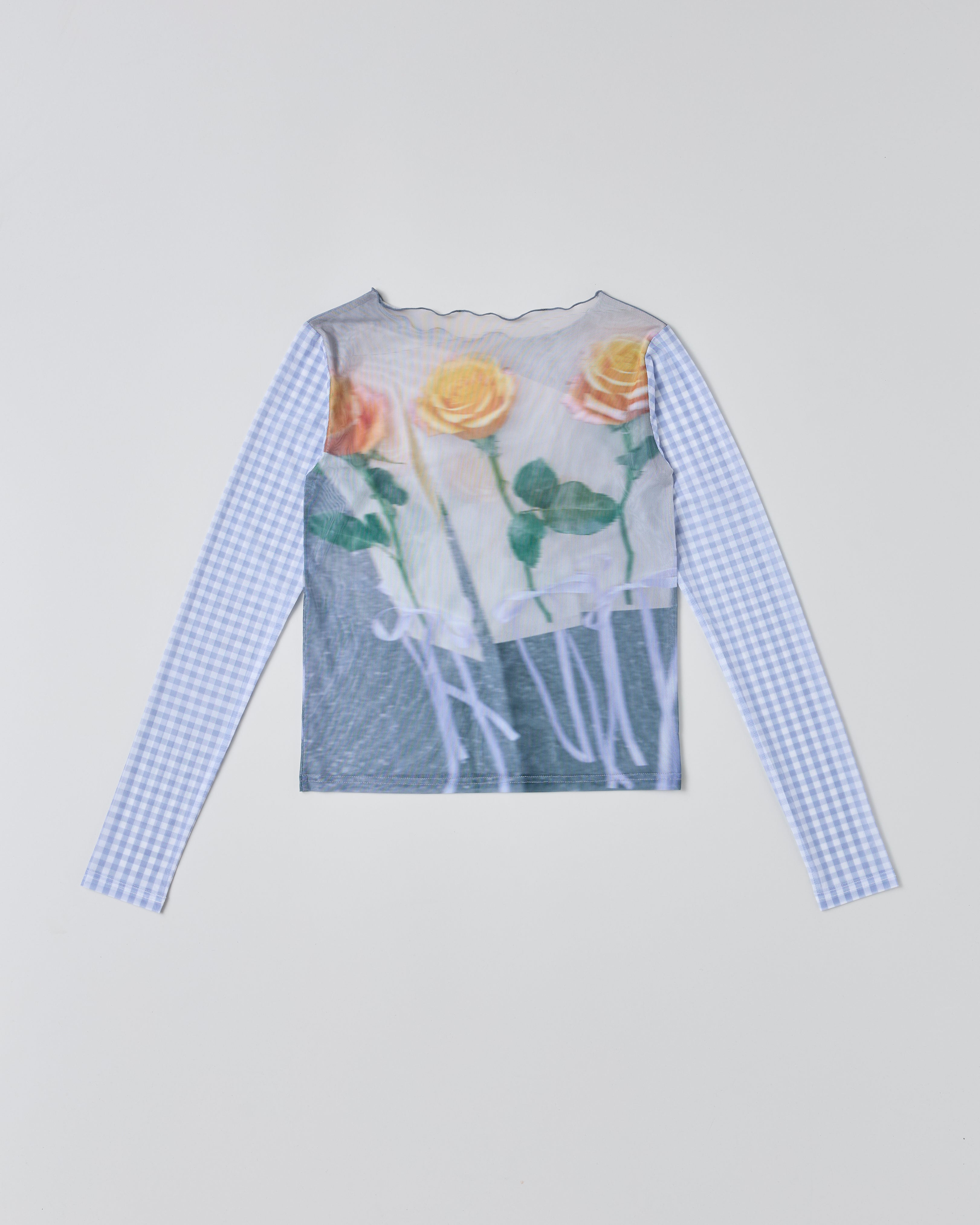 Photo ROSES Blue see-through tops (round neck)