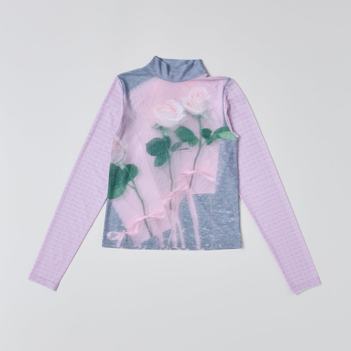 Photo ROSES Pink see-through tops (high neck)
