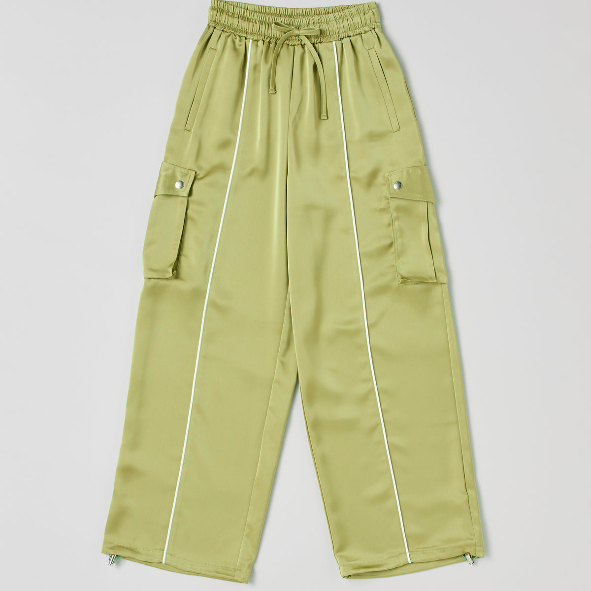 Satin cargo pants (green)