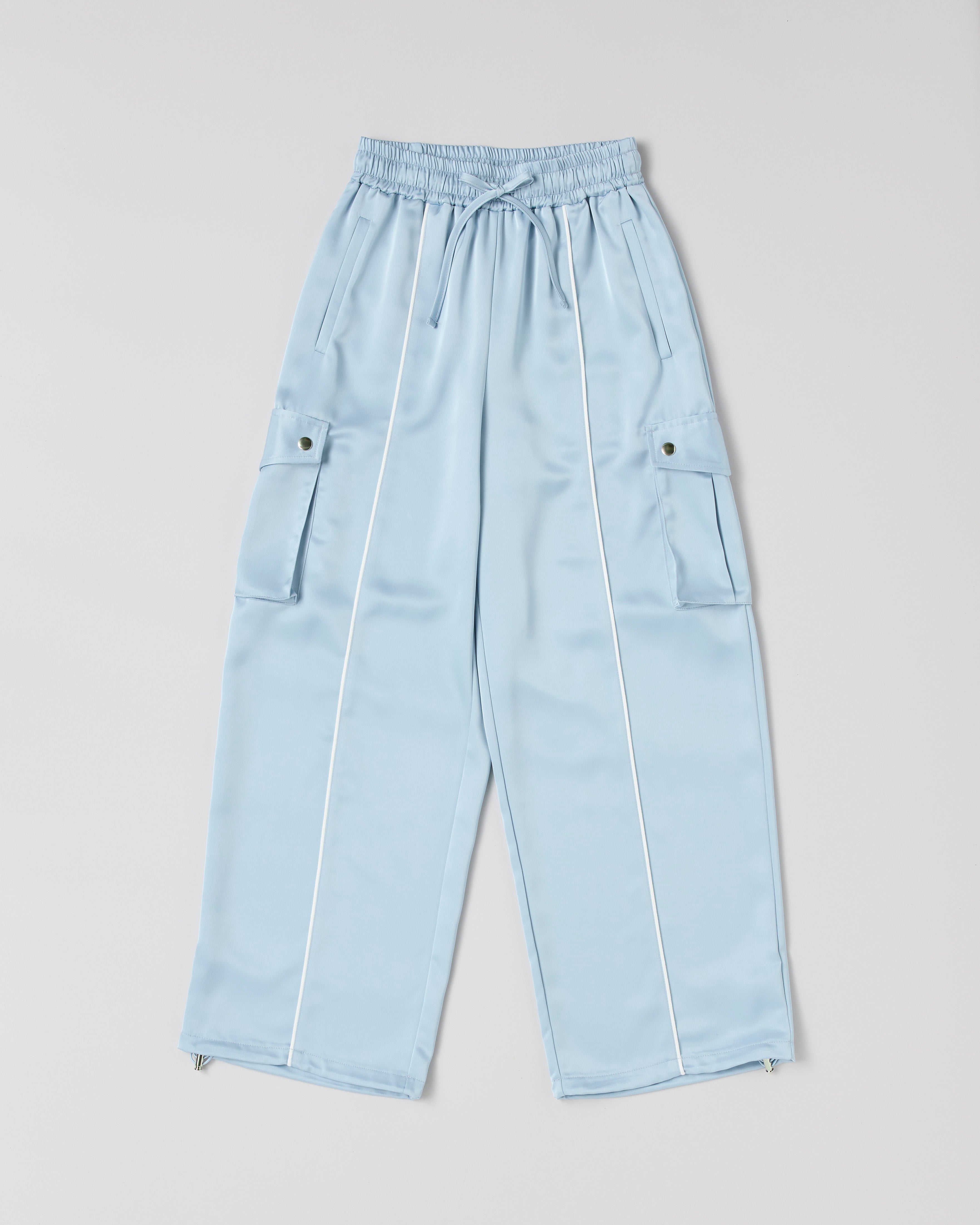 Satin cargo pants (sky blue)