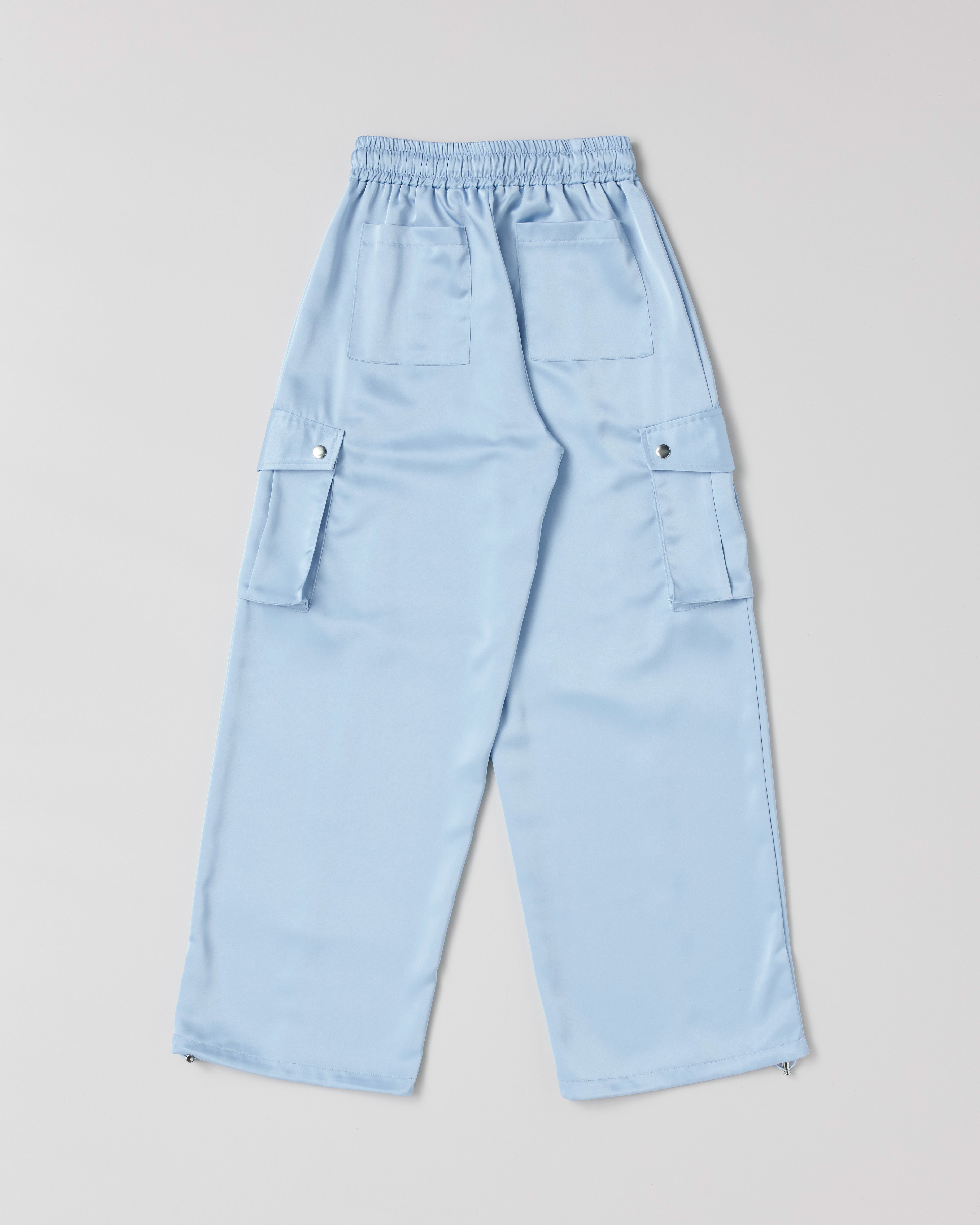 Satin cargo pants (sky blue)
