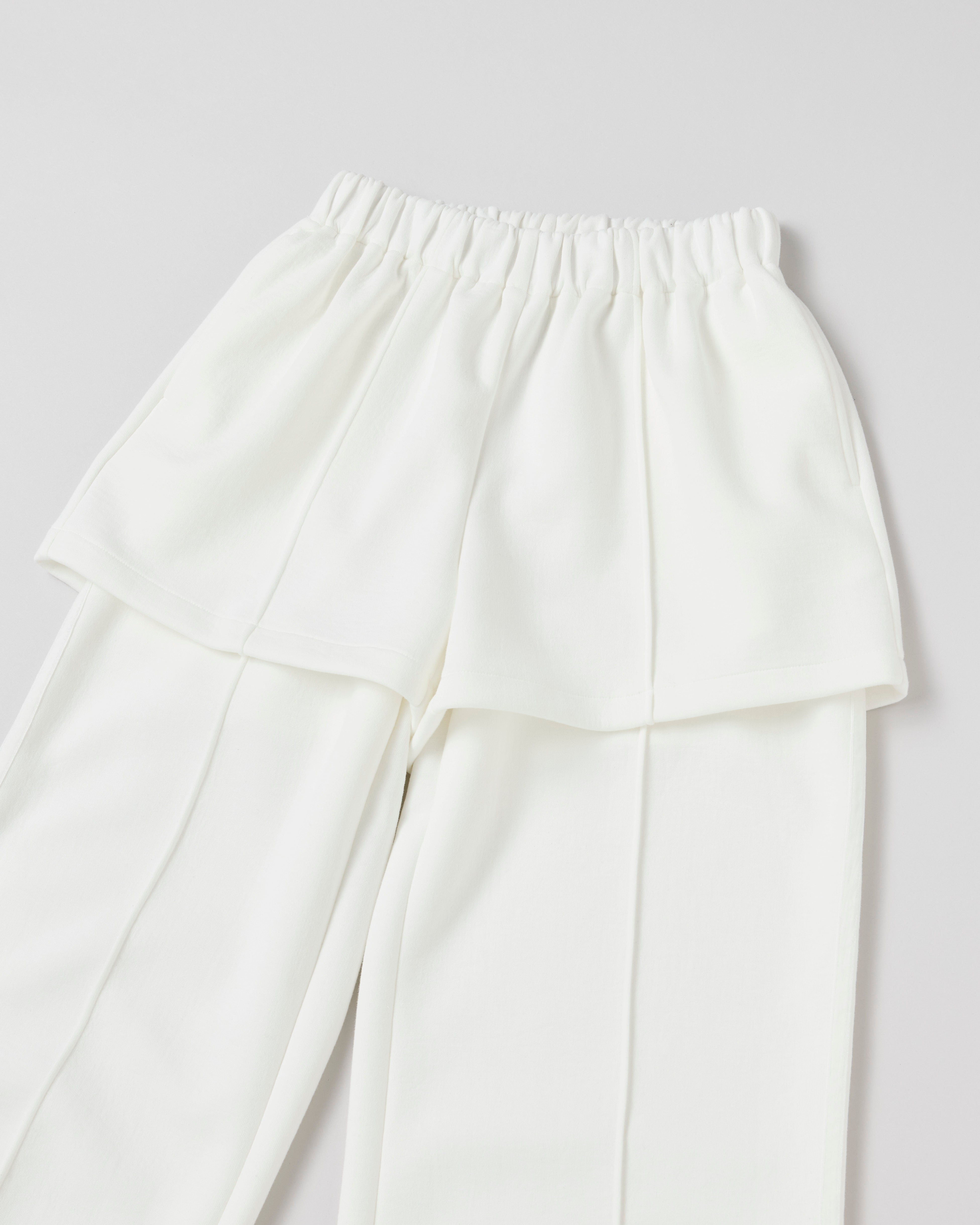 Layered-like bonding pants (white)