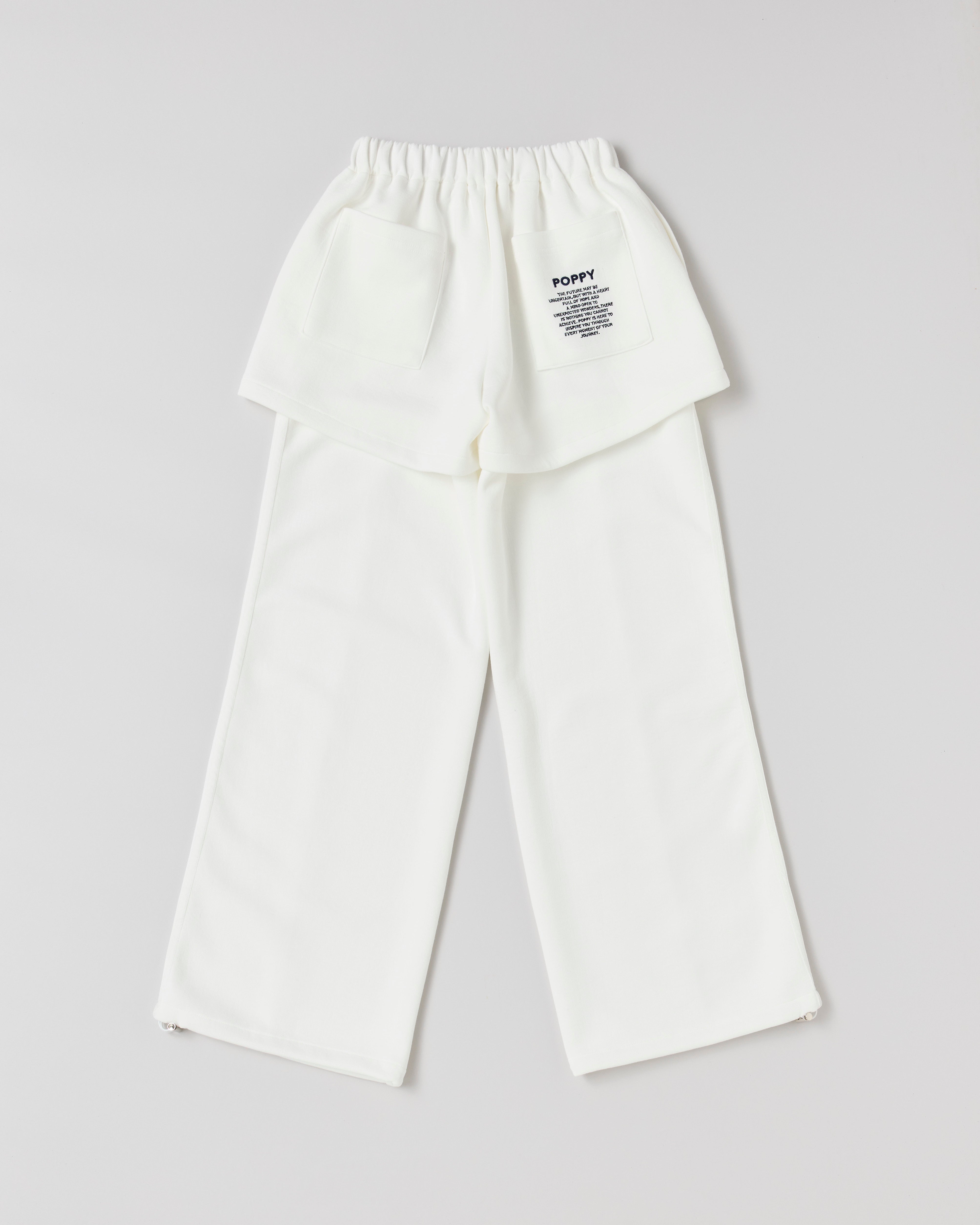 Layered-like bonding pants (white)