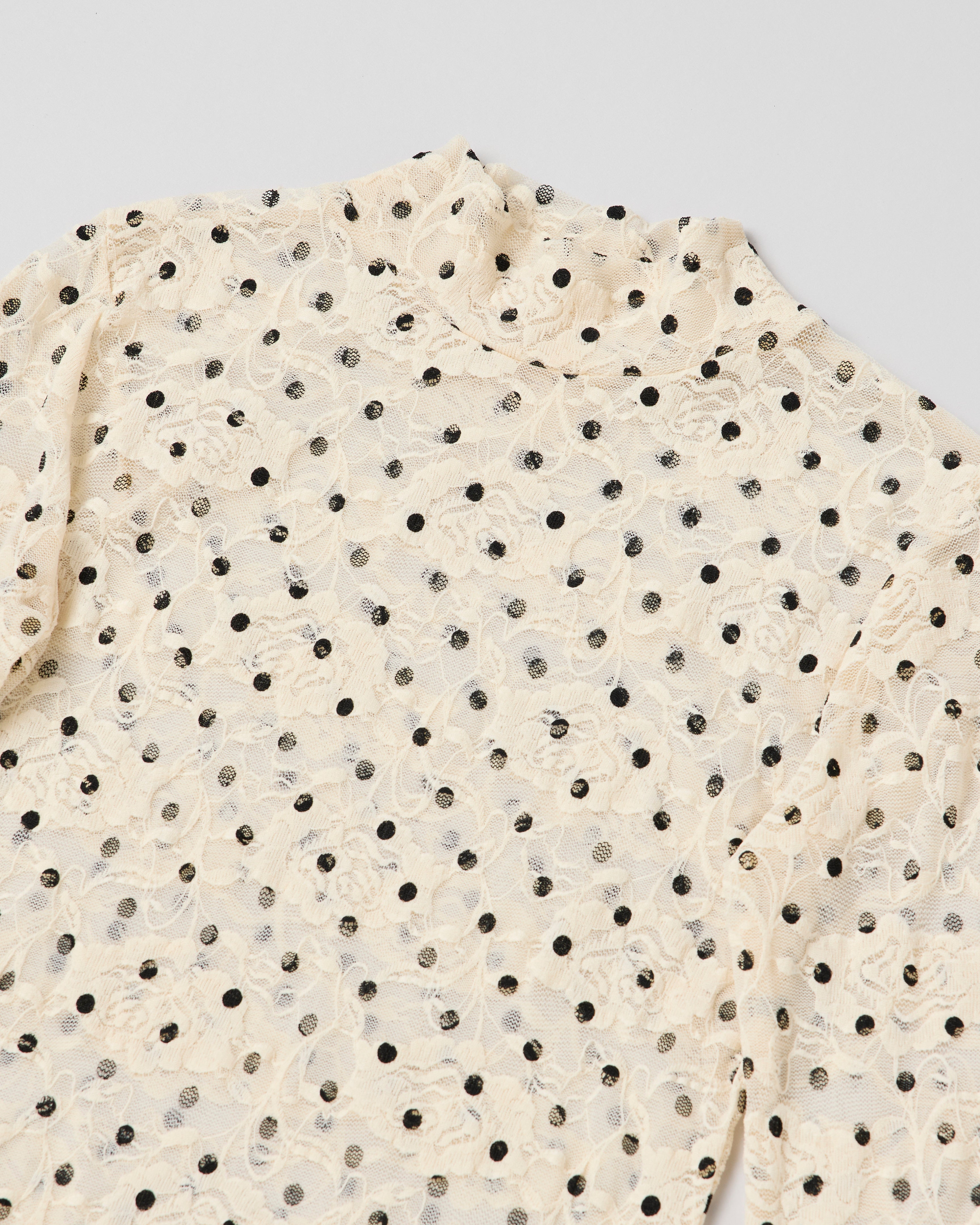 Dot lace see-through top (high neck)