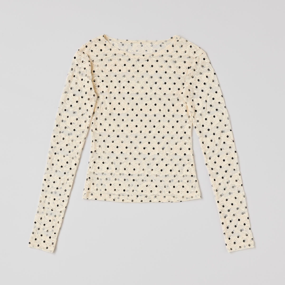 Dot lace see-through top (round neck)