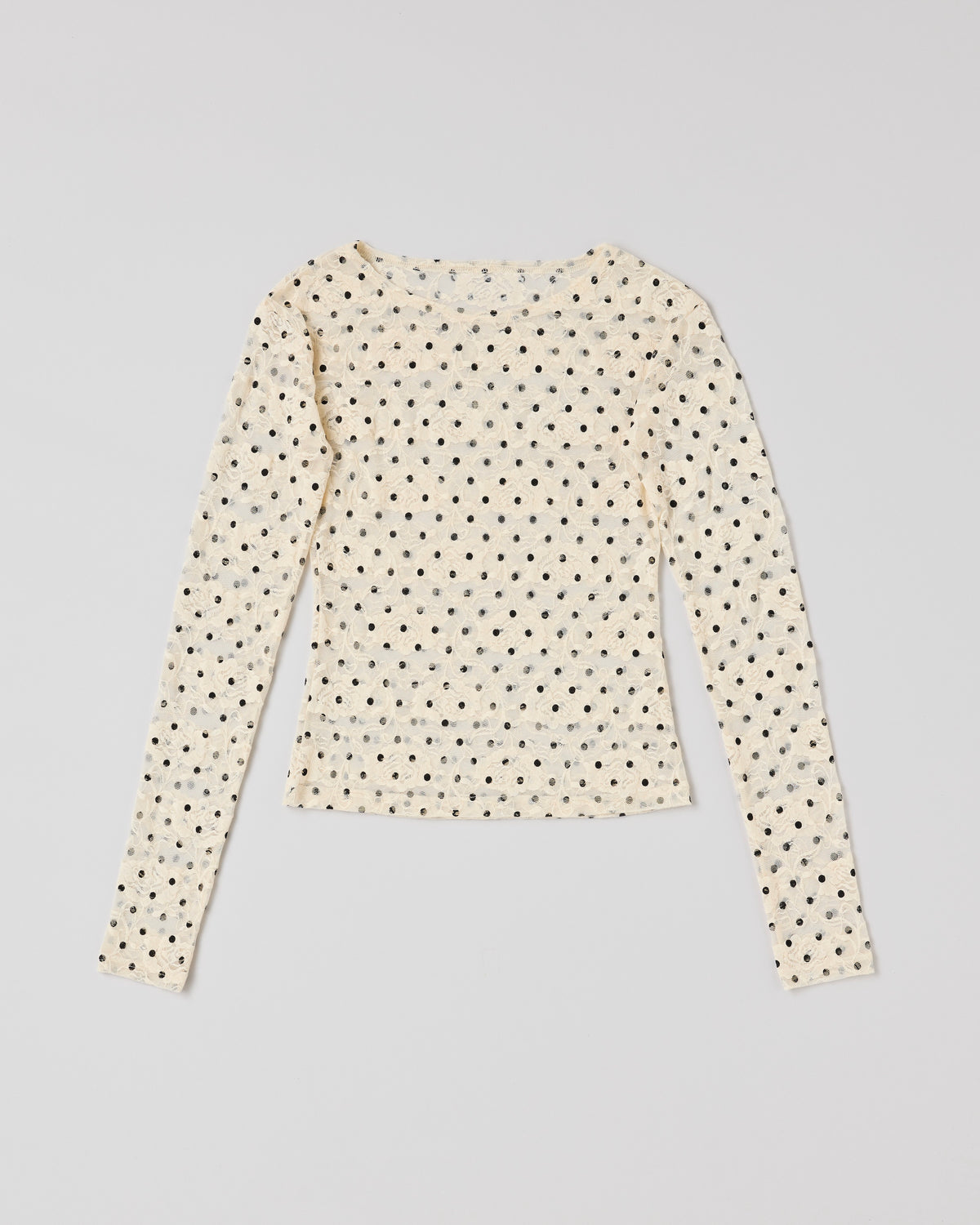 Dot lace see-through top (round neck)