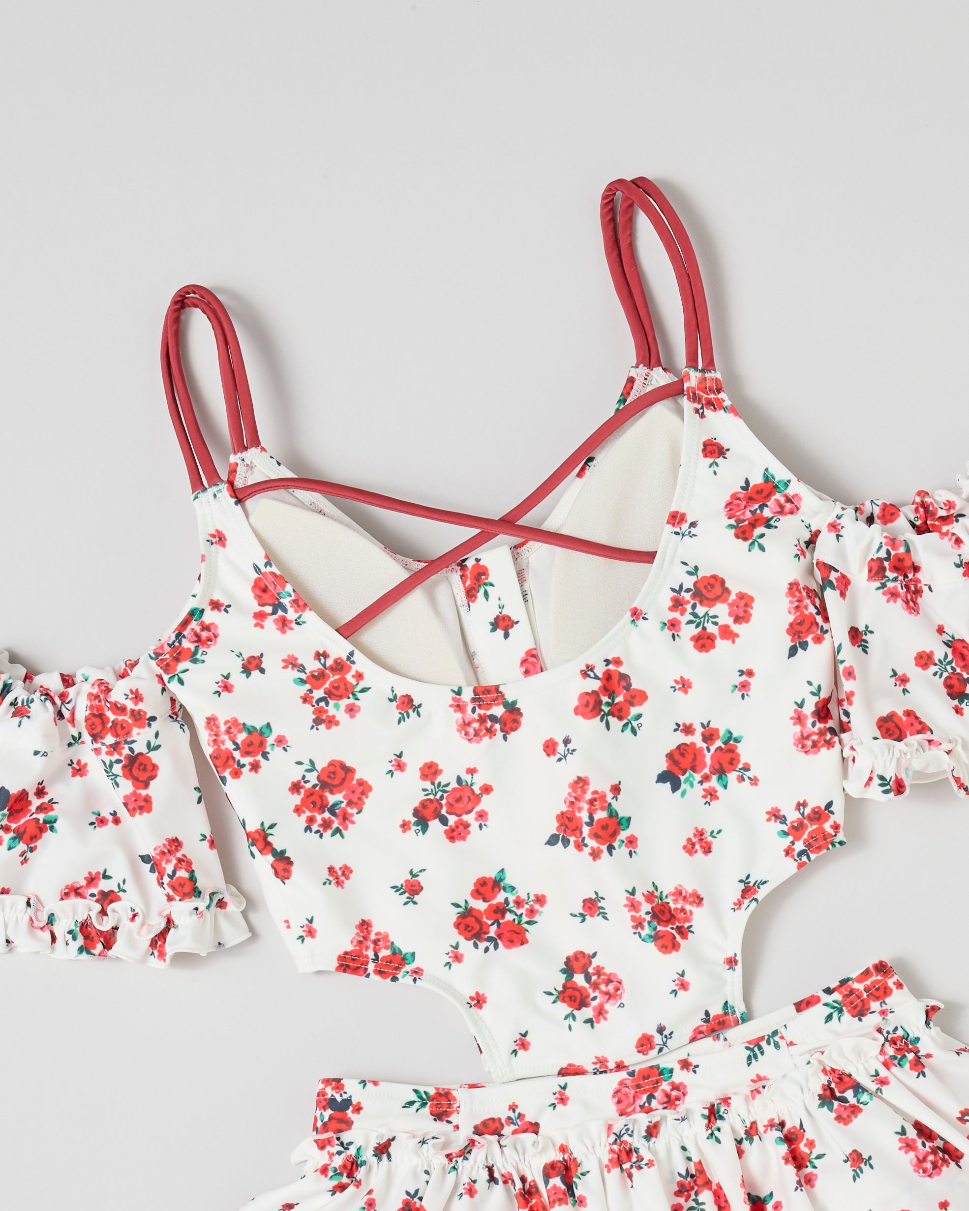 Red bouquet ribbon bikini