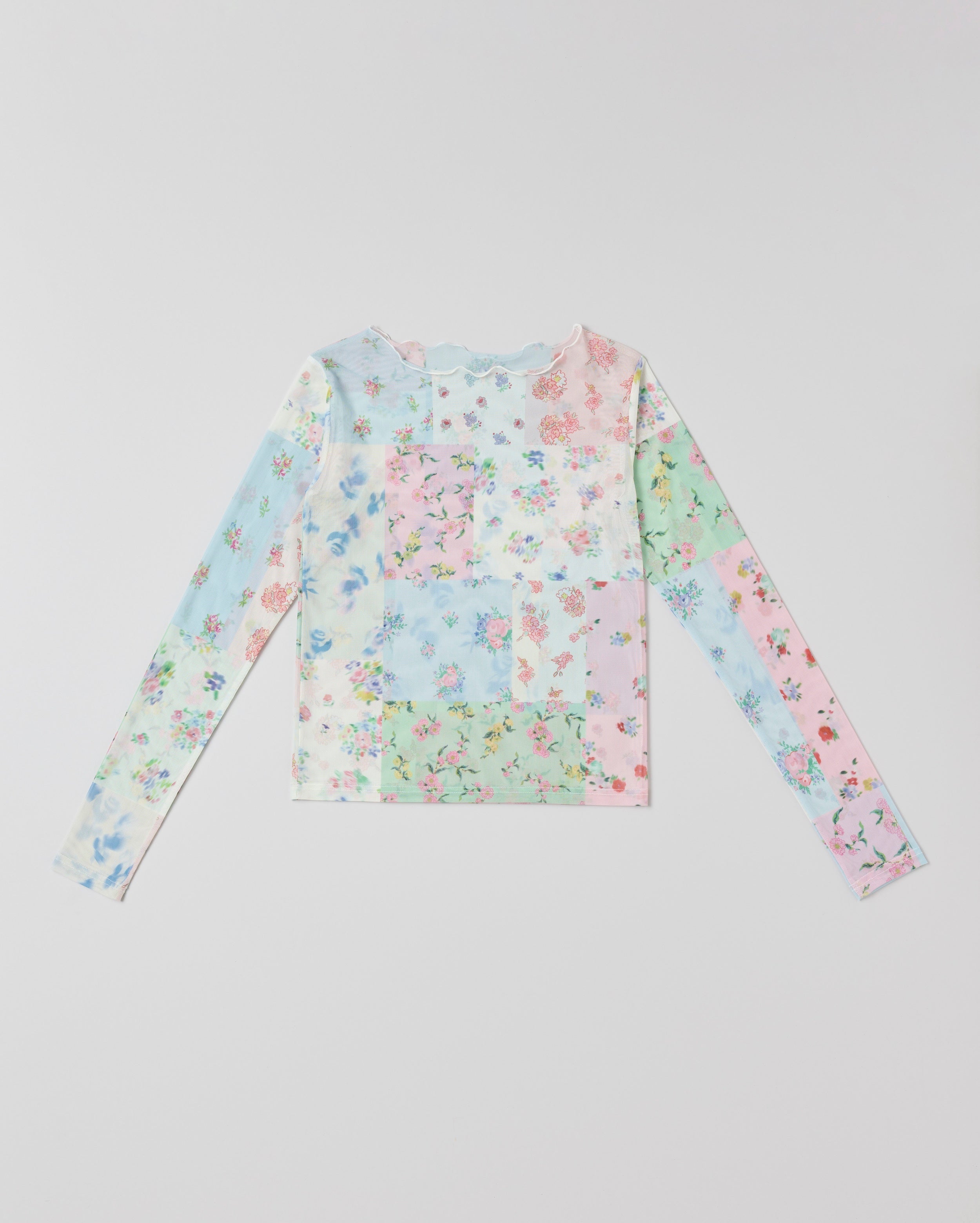 Romantic patchwork see-through tops (round neck)