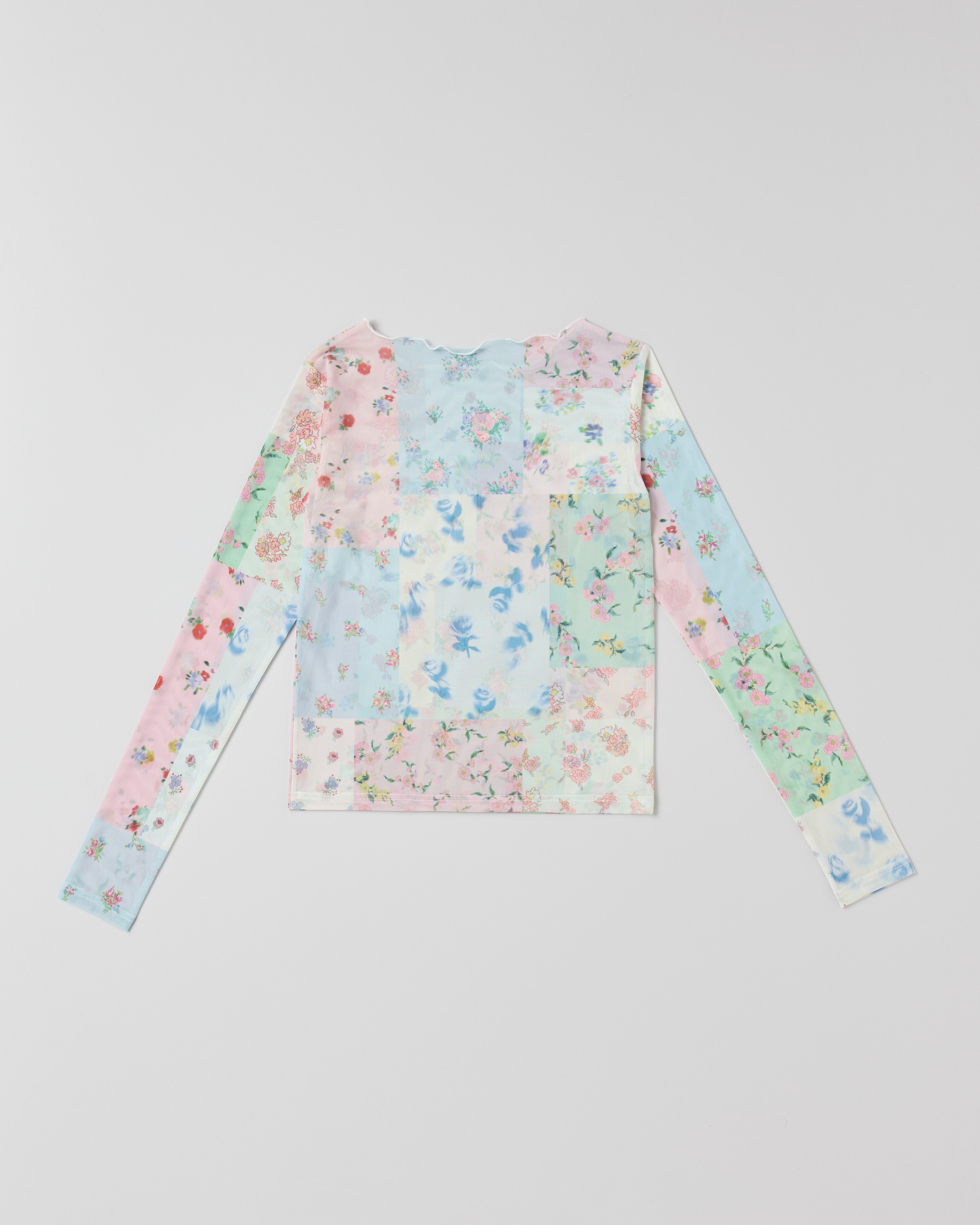 Romantic patchwork see-through tops (round neck)