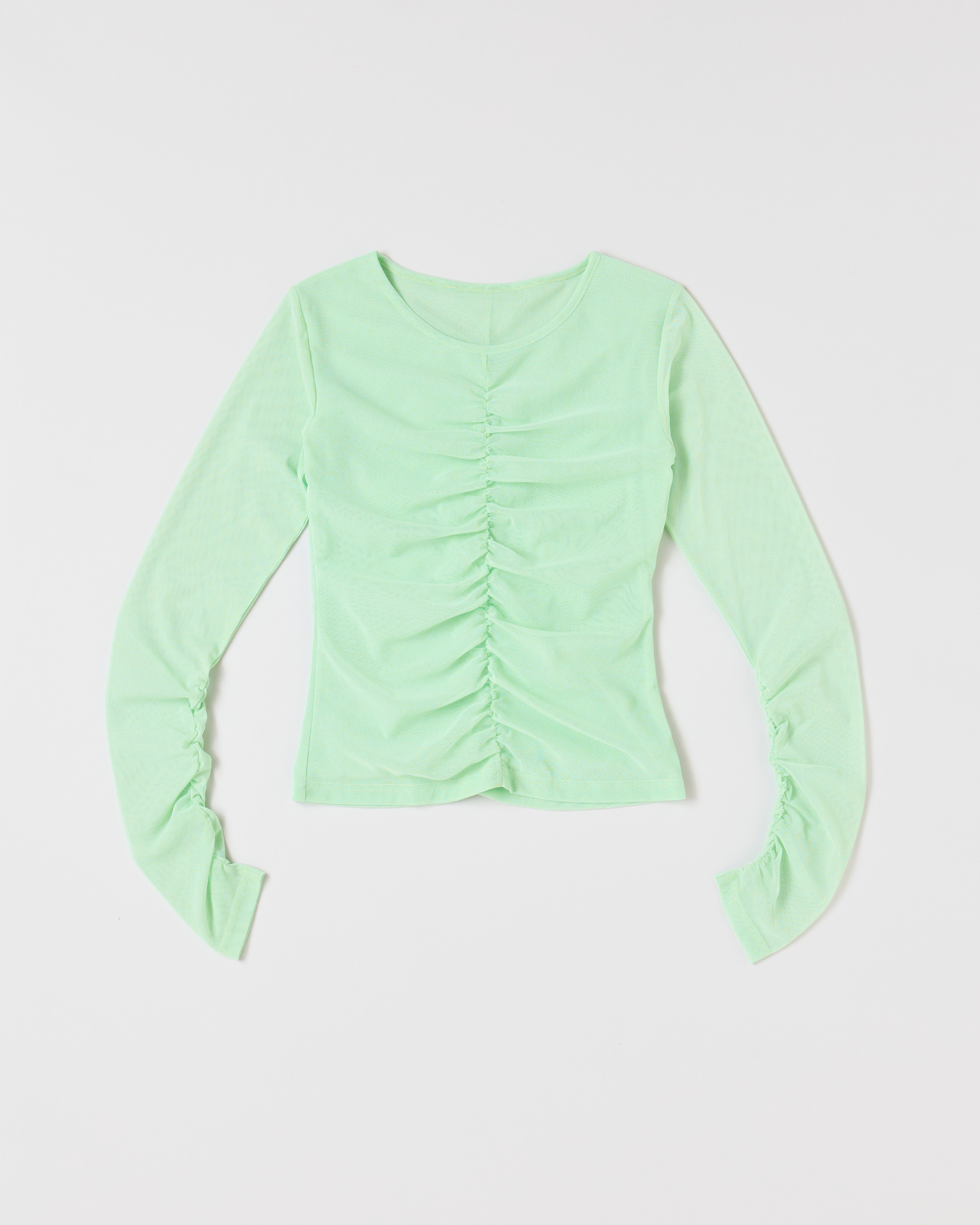 Gathered design see-through tops