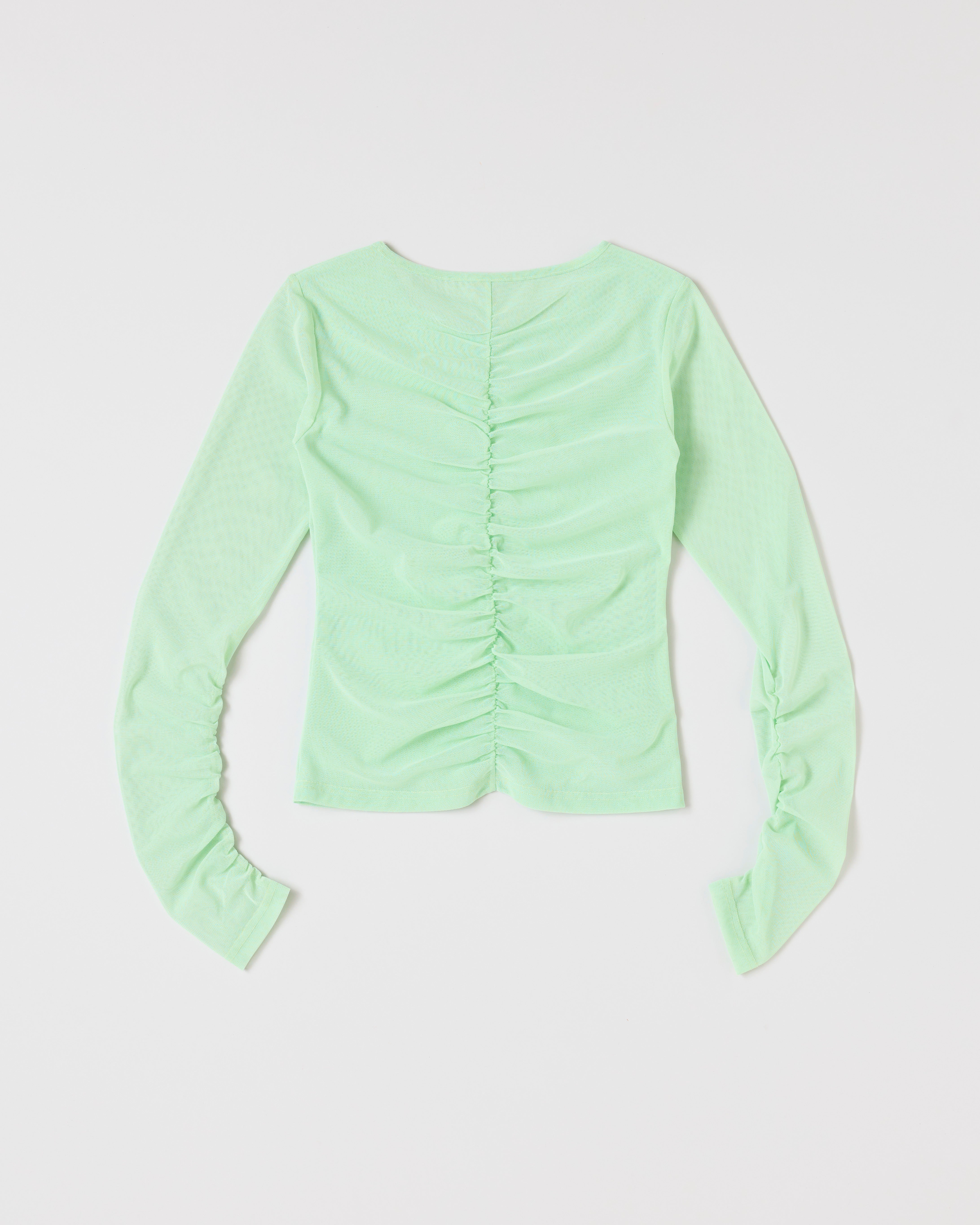 Gathered design see-through tops