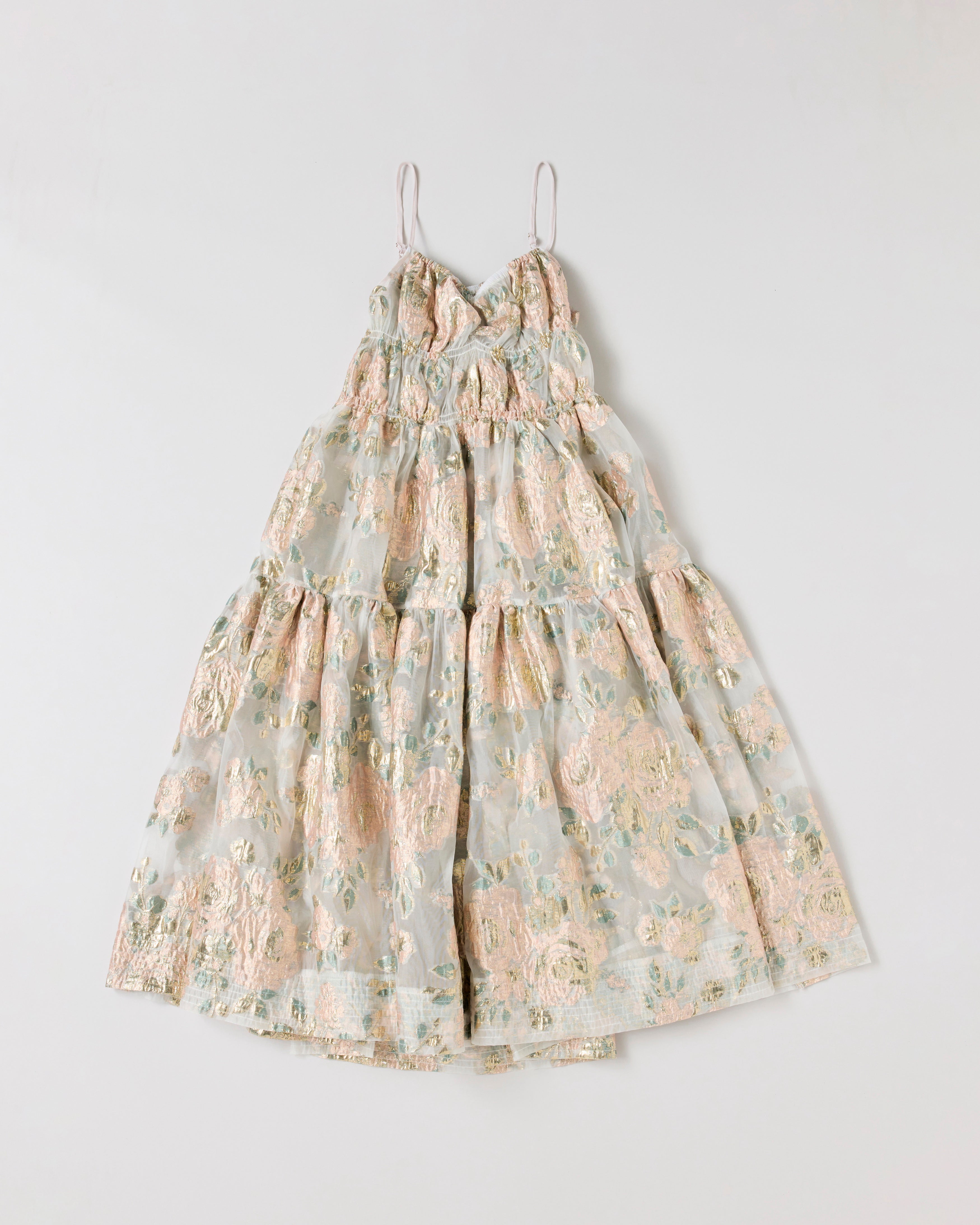 POPPY ｜ PINK GOLD JACQUARD CAMI DRESS Pink gold jacquard cami dress