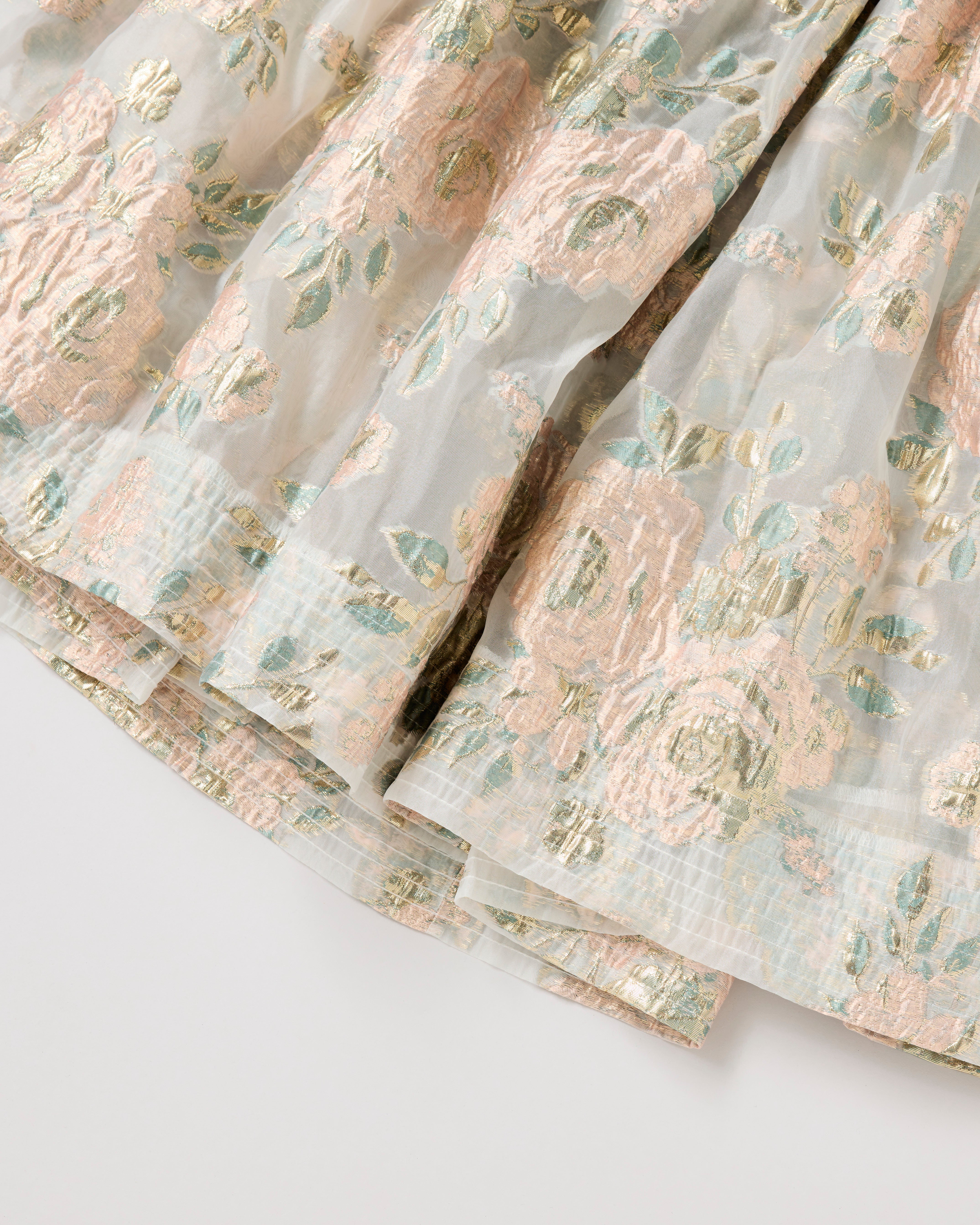 Pink gold jacquard cami dress