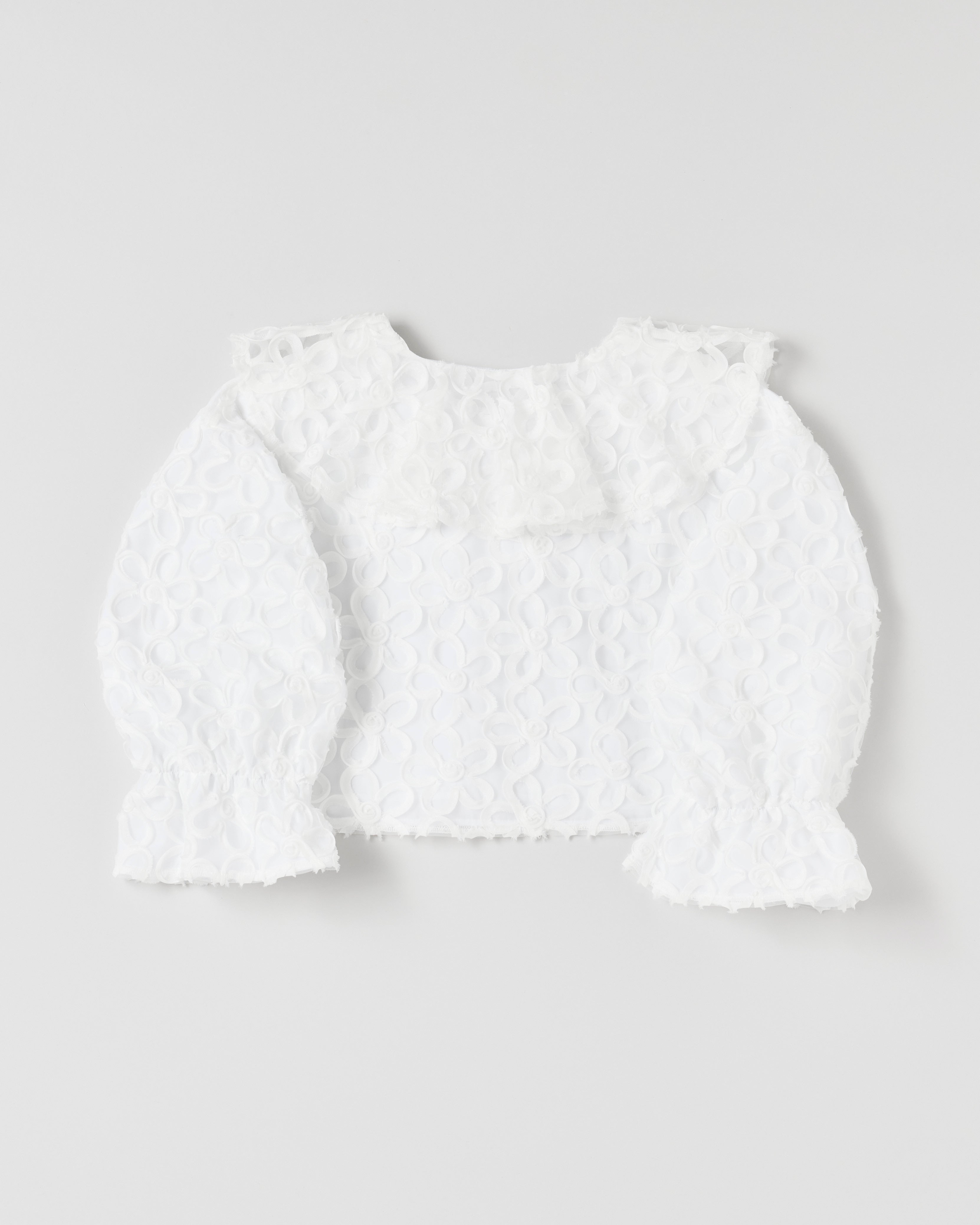 Ruffle collar flower tulle blouse