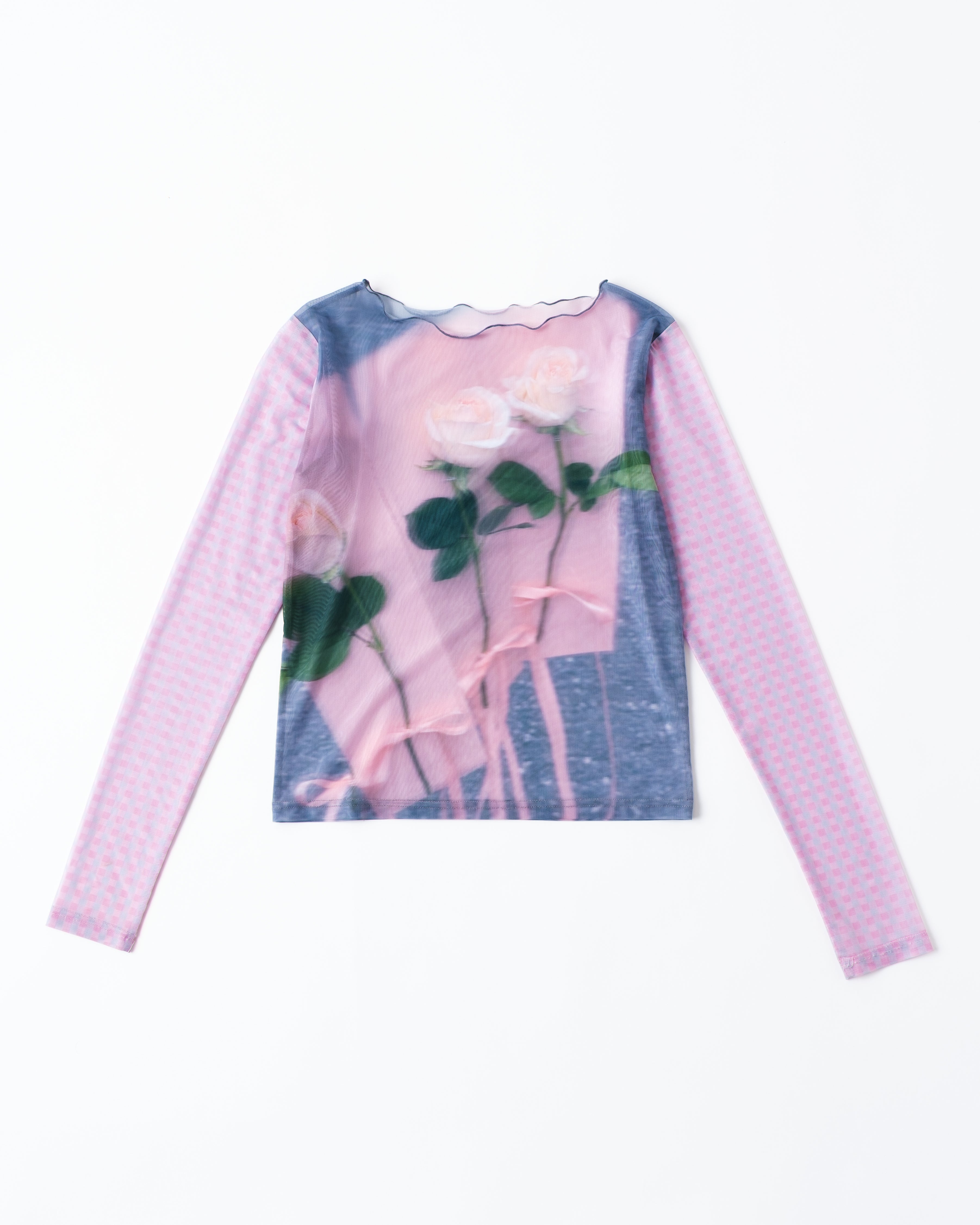 Photo ROSES Pink see-through tops (round neck)
