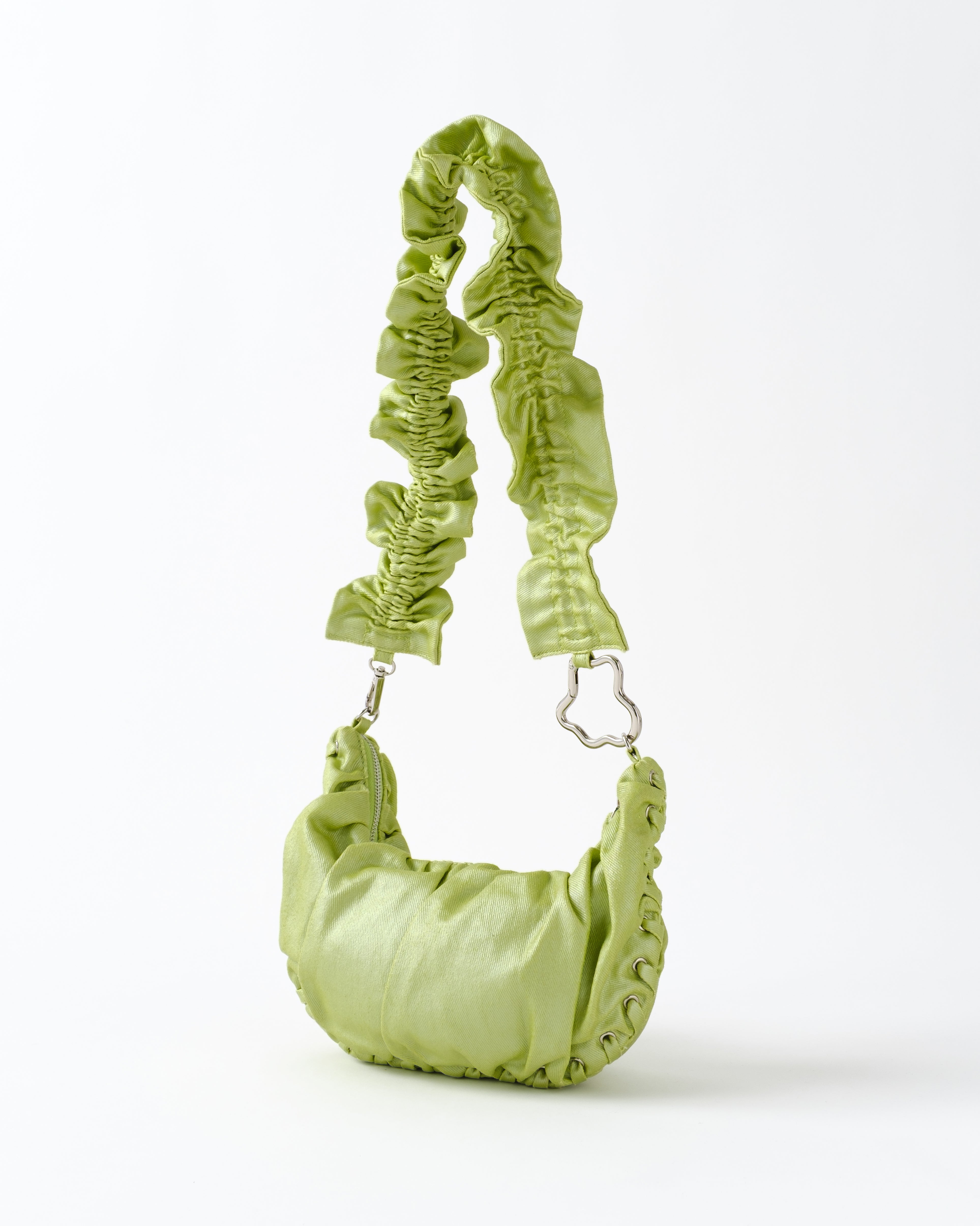 POPPY Half Moon Gathered Bag グリーン Half-moon gathered bag (green)
