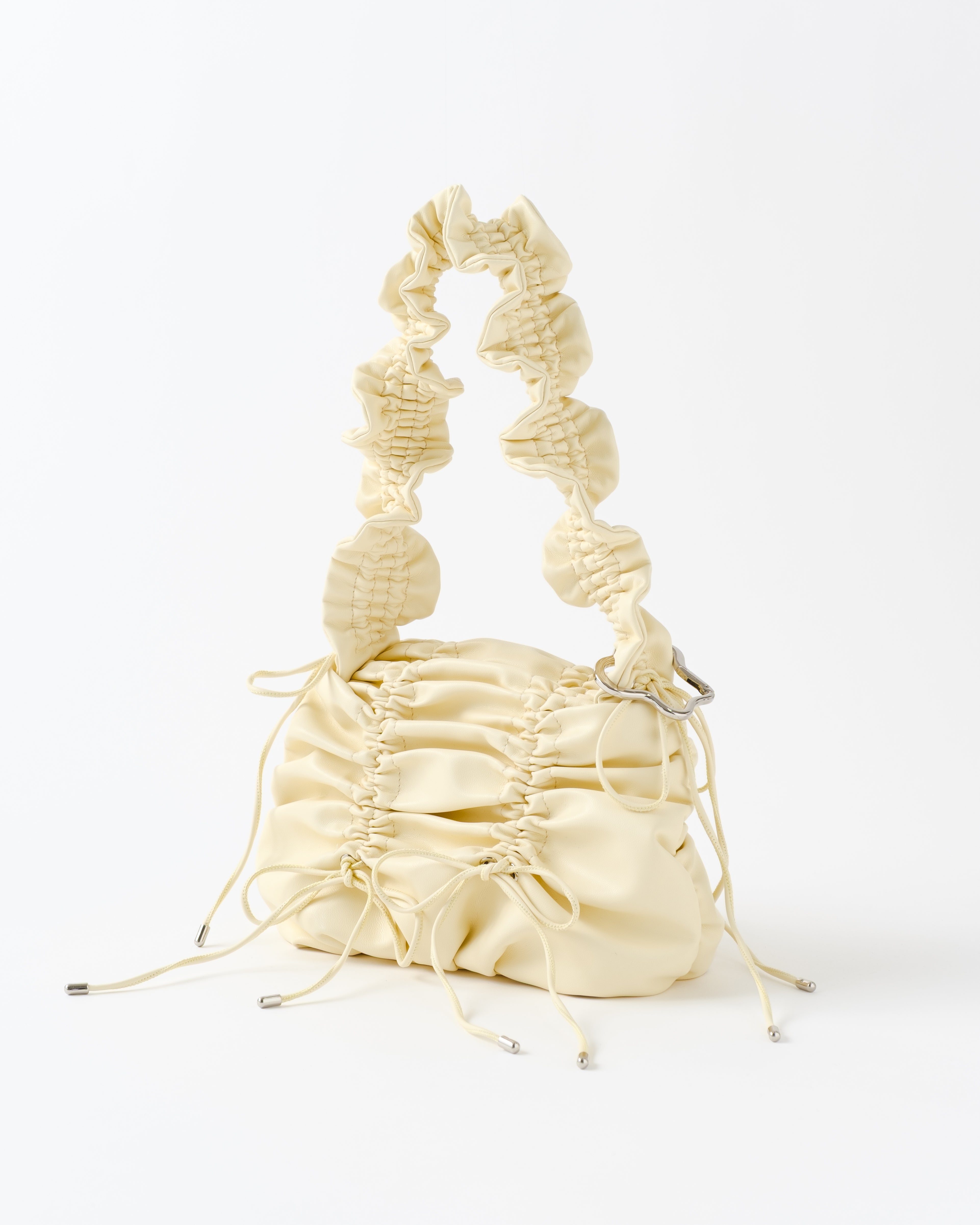 Gather ribbon bag (green / yellow)