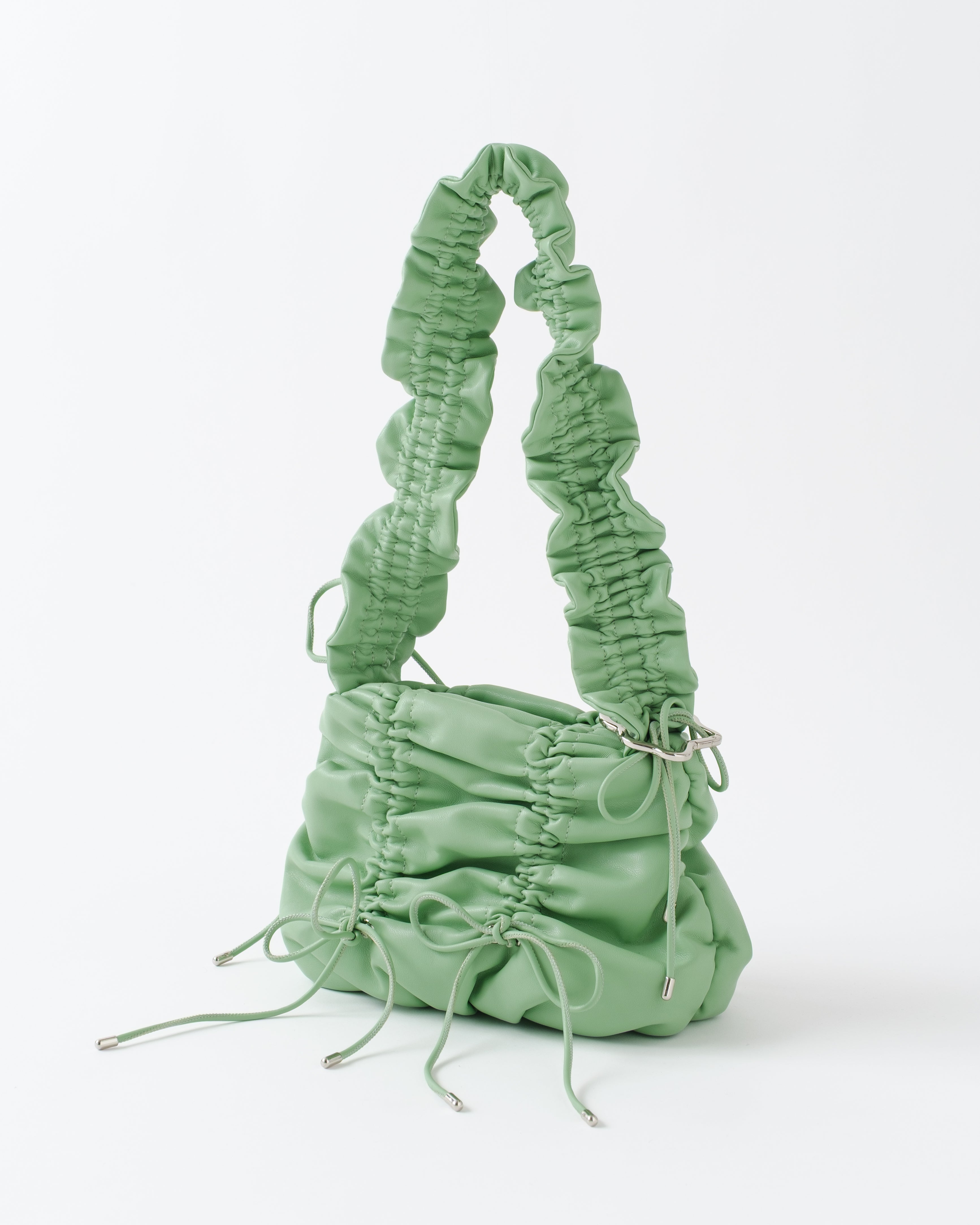 Gather ribbon bag (green / yellow)