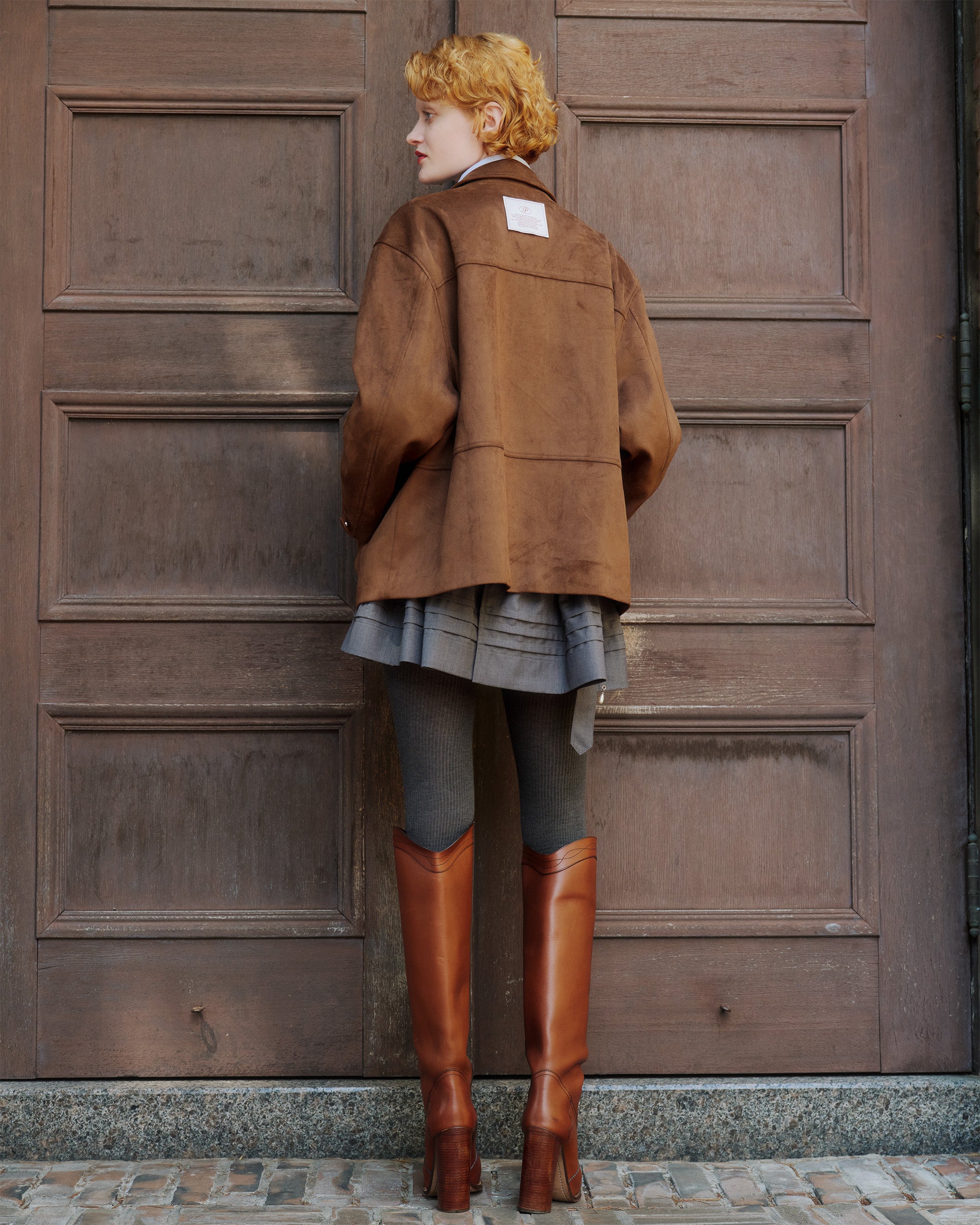 Suede-like cocoon jacket