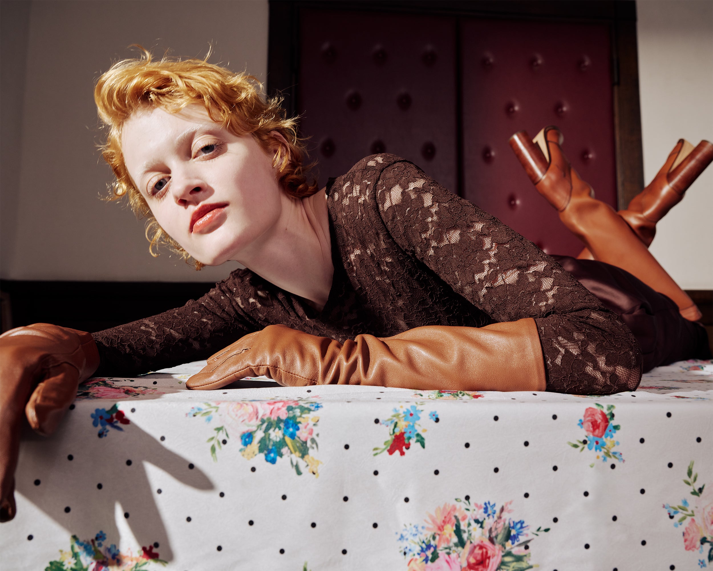 ケイタマルヤマ☆Rose Jacquardブラウス ジャガード パフスリーブ LILY  