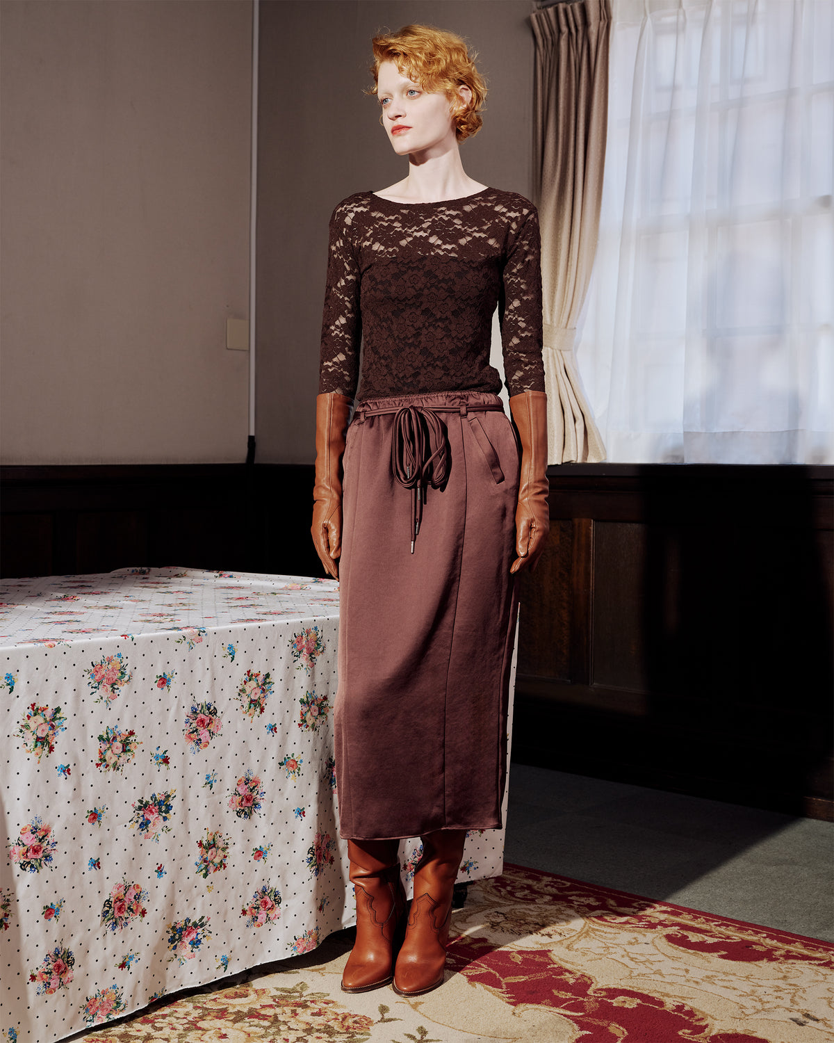 Satin I-line skirt