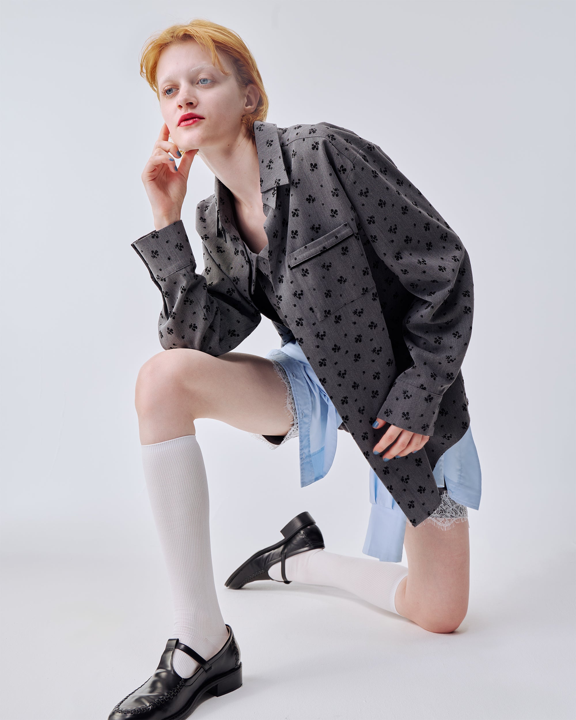 Double color flocky shirt