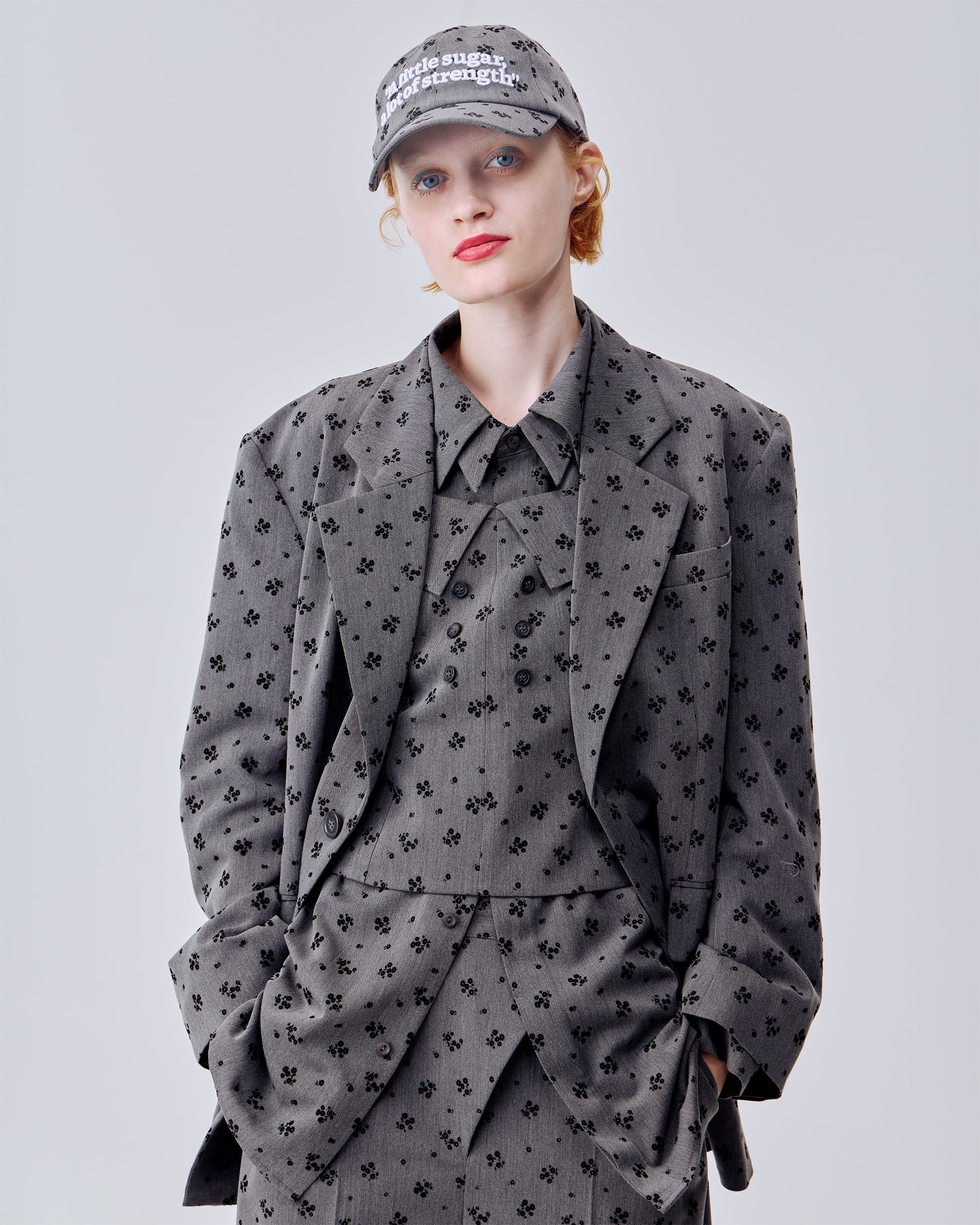 Flower flocky tailored jacket