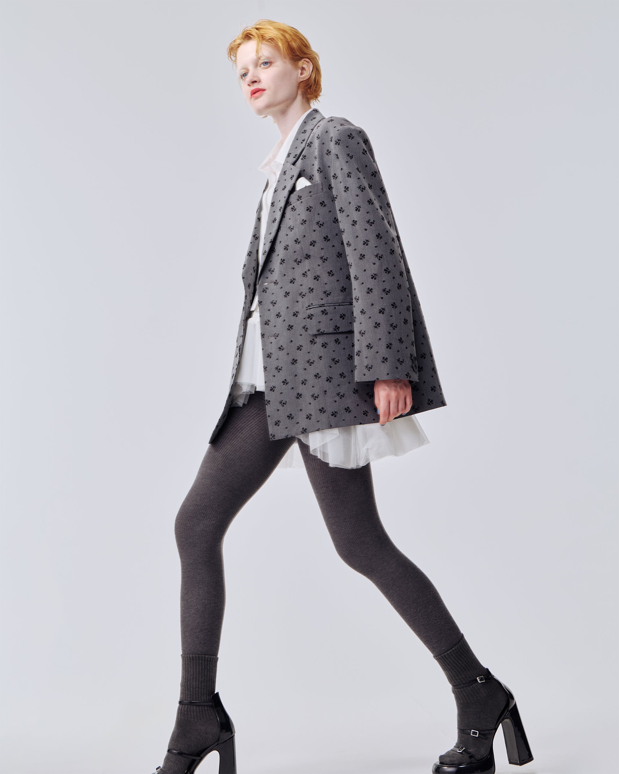 【美品】ROWLEY XY 花柄 クロップドジャケット Flower flocky tailored jacket