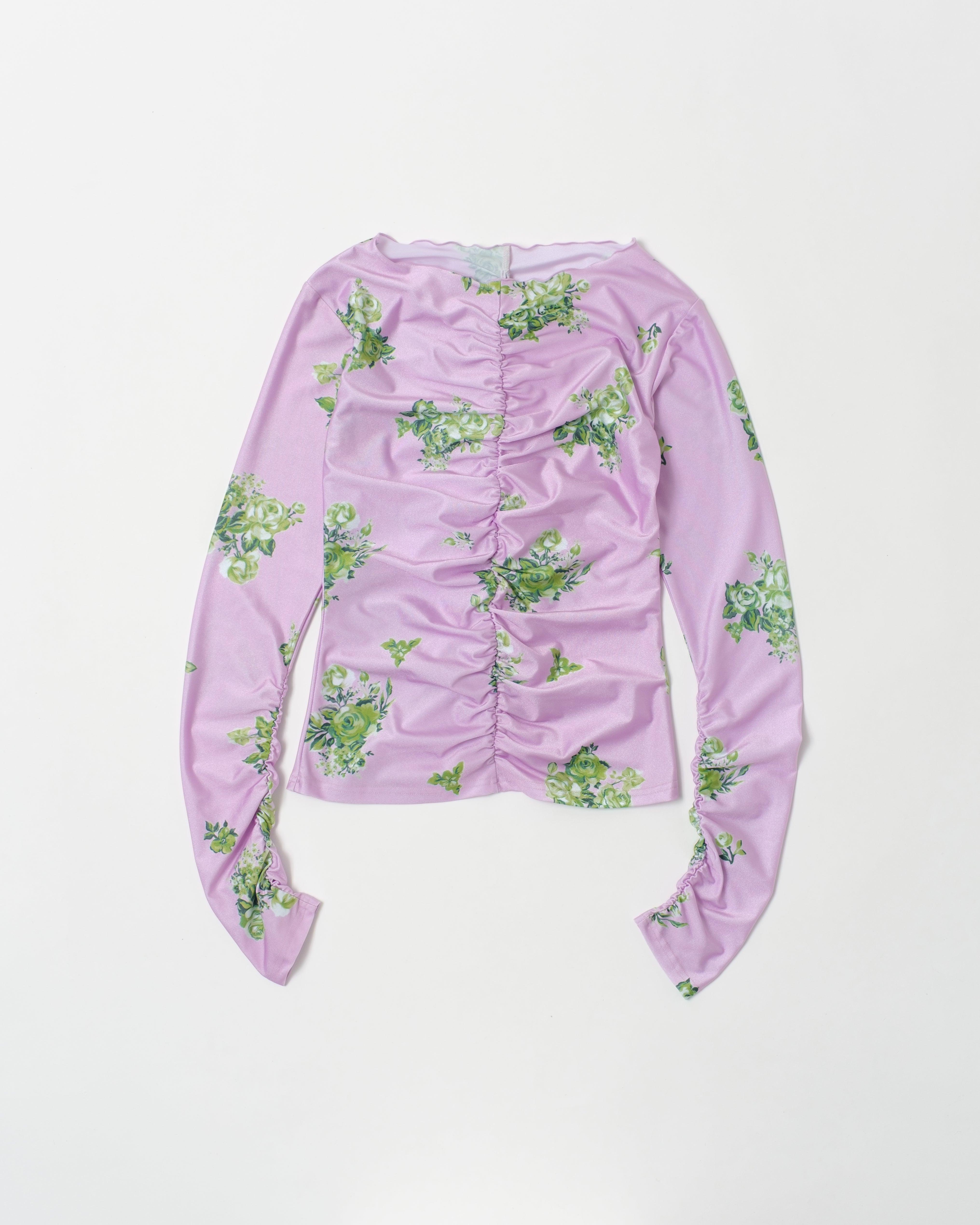 1015サトゥルヌス Green bouquet second skin tops (boat neck)