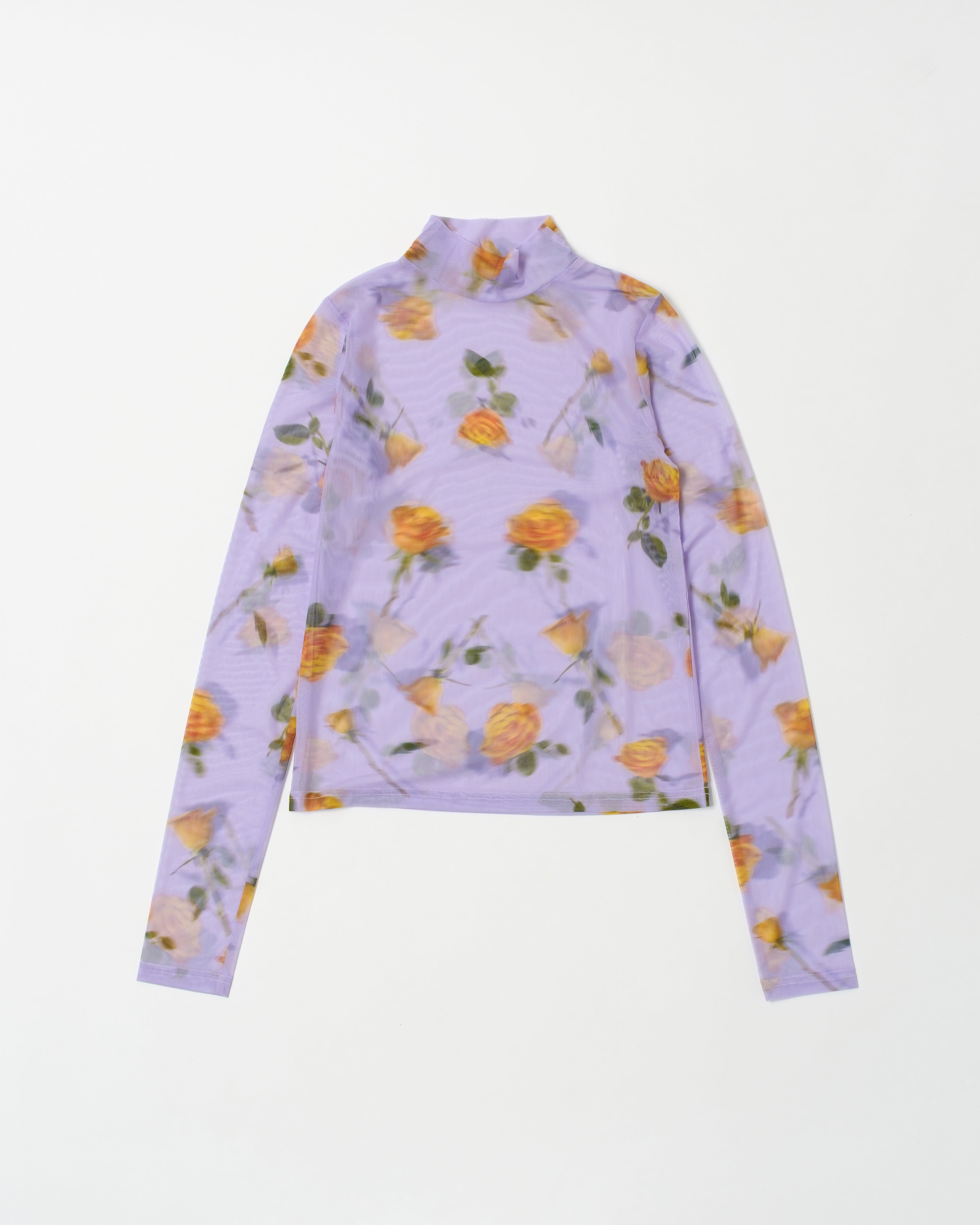 Orange rose & lavender see-through tops (high neck)