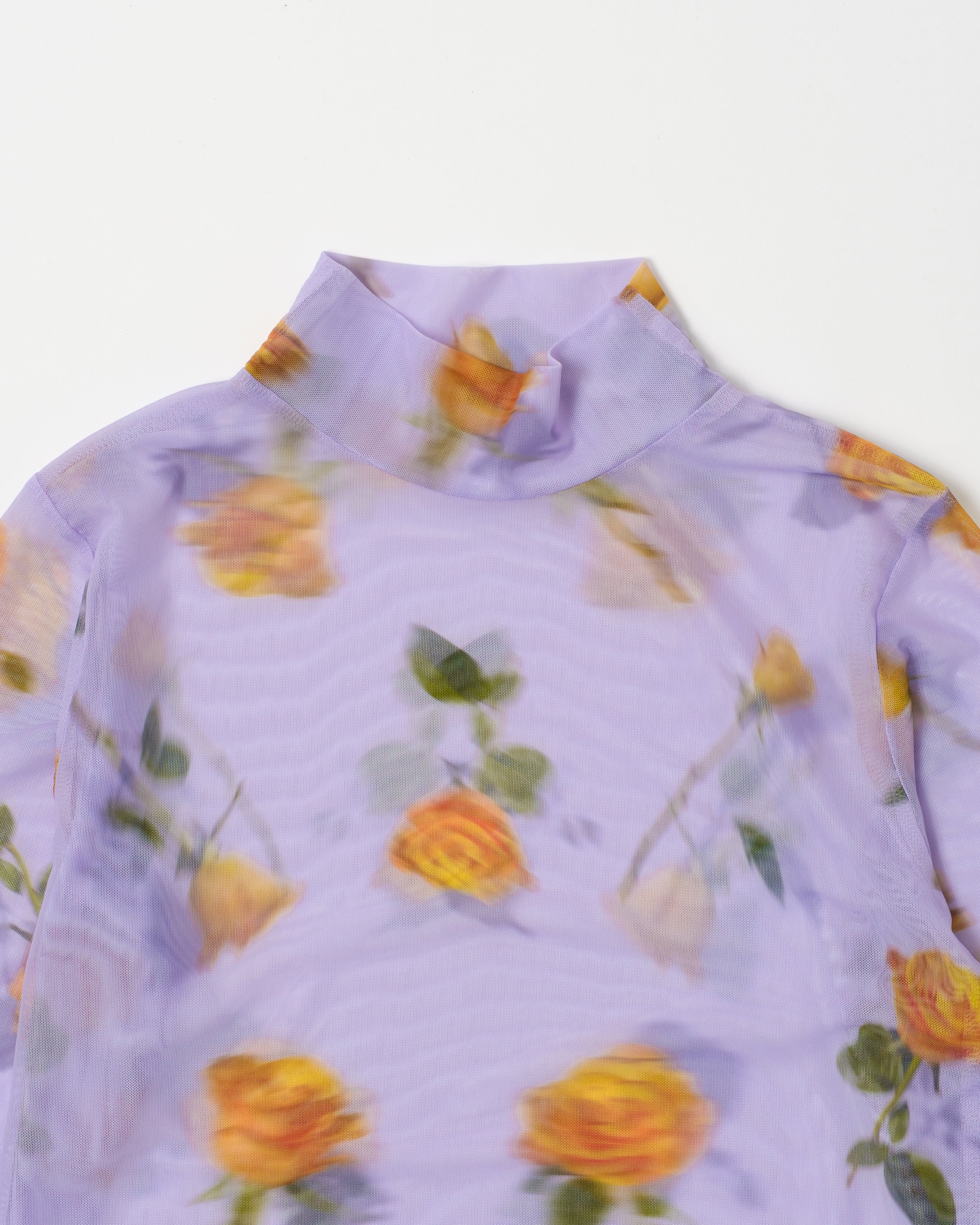 Orange rose & lavender see-through tops (high neck)