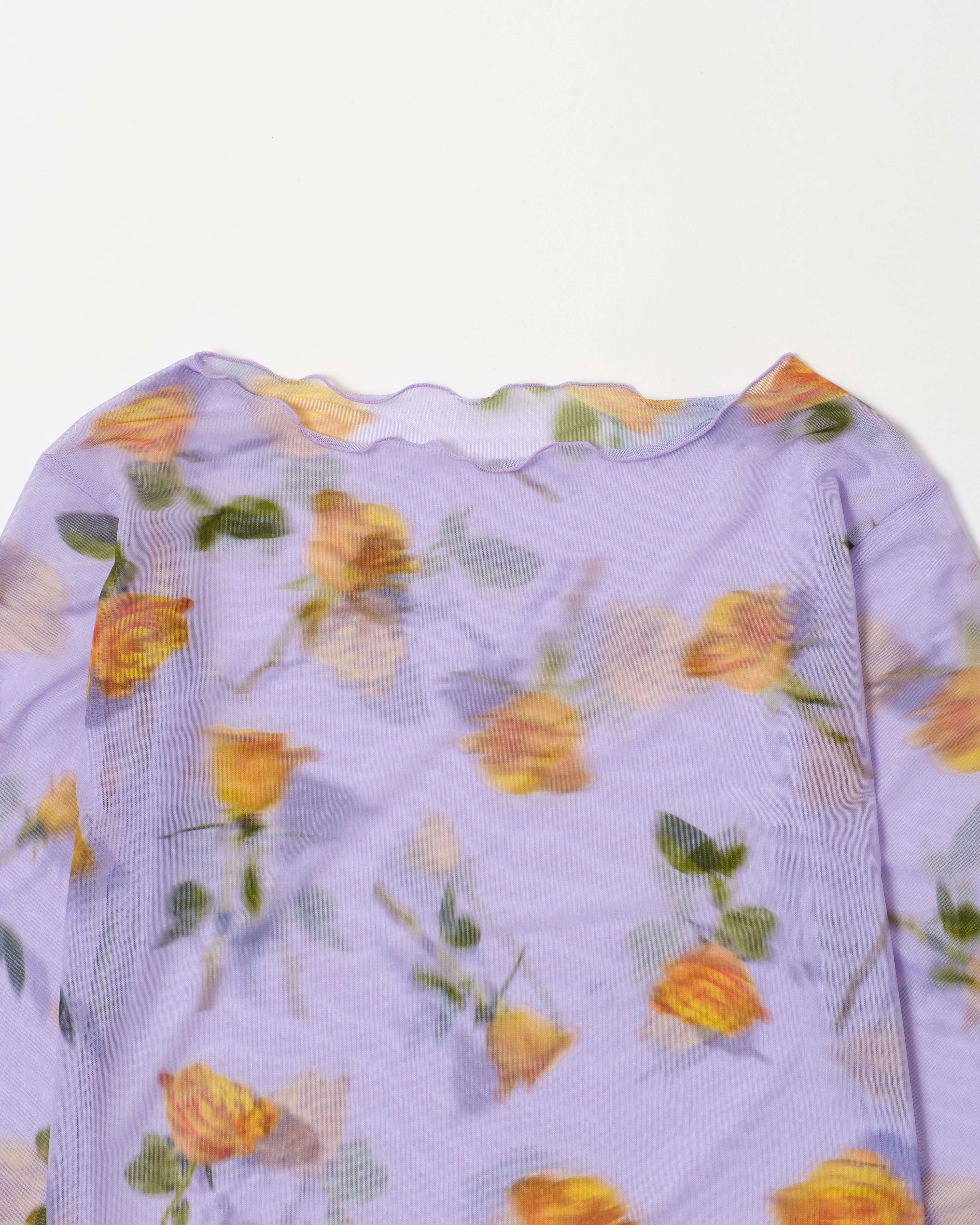 Orange rose & lavender see-through tops (round neck)