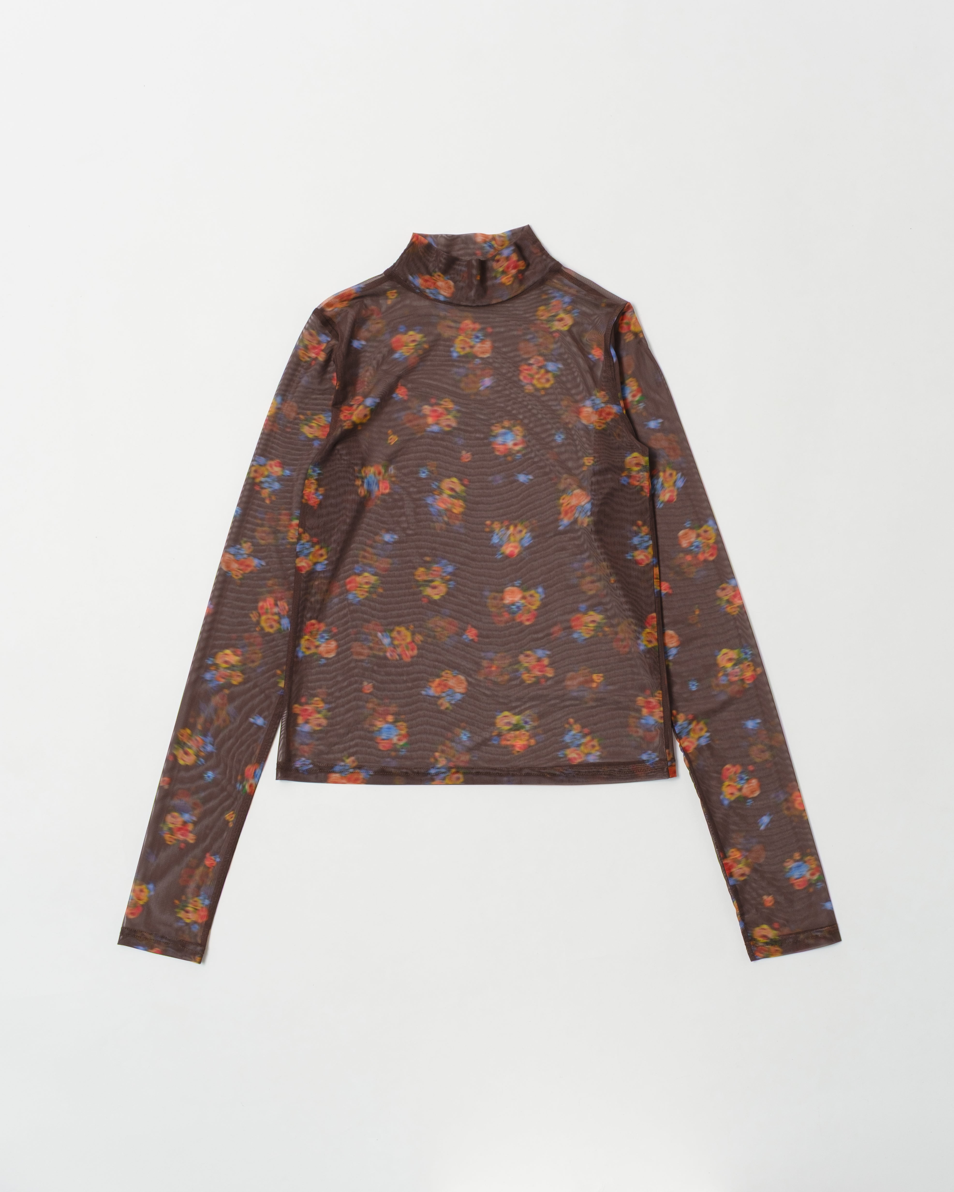 Brown bouquet see-through tops (round neck)