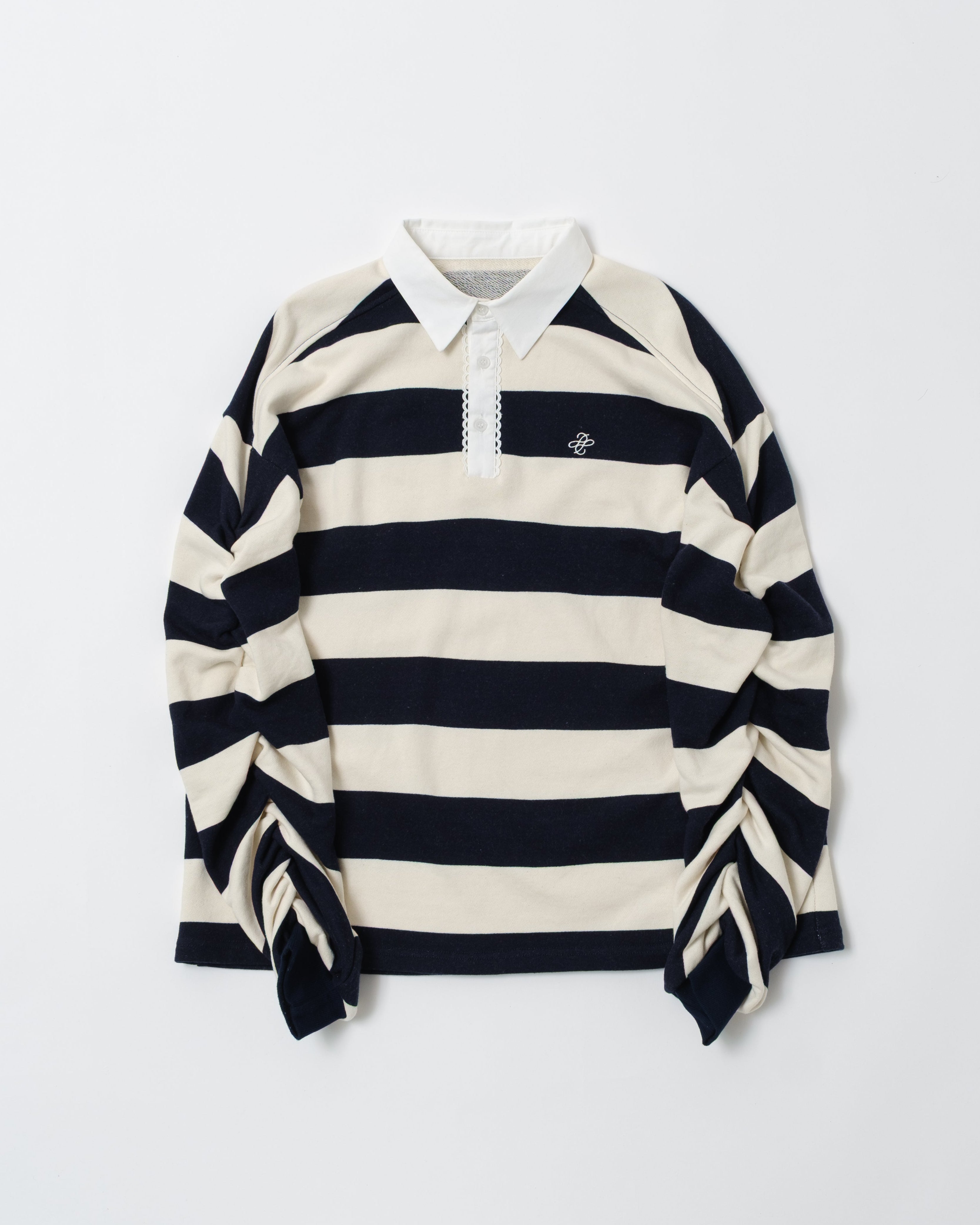 Gathered sleeve rugby shirt (green/navy)