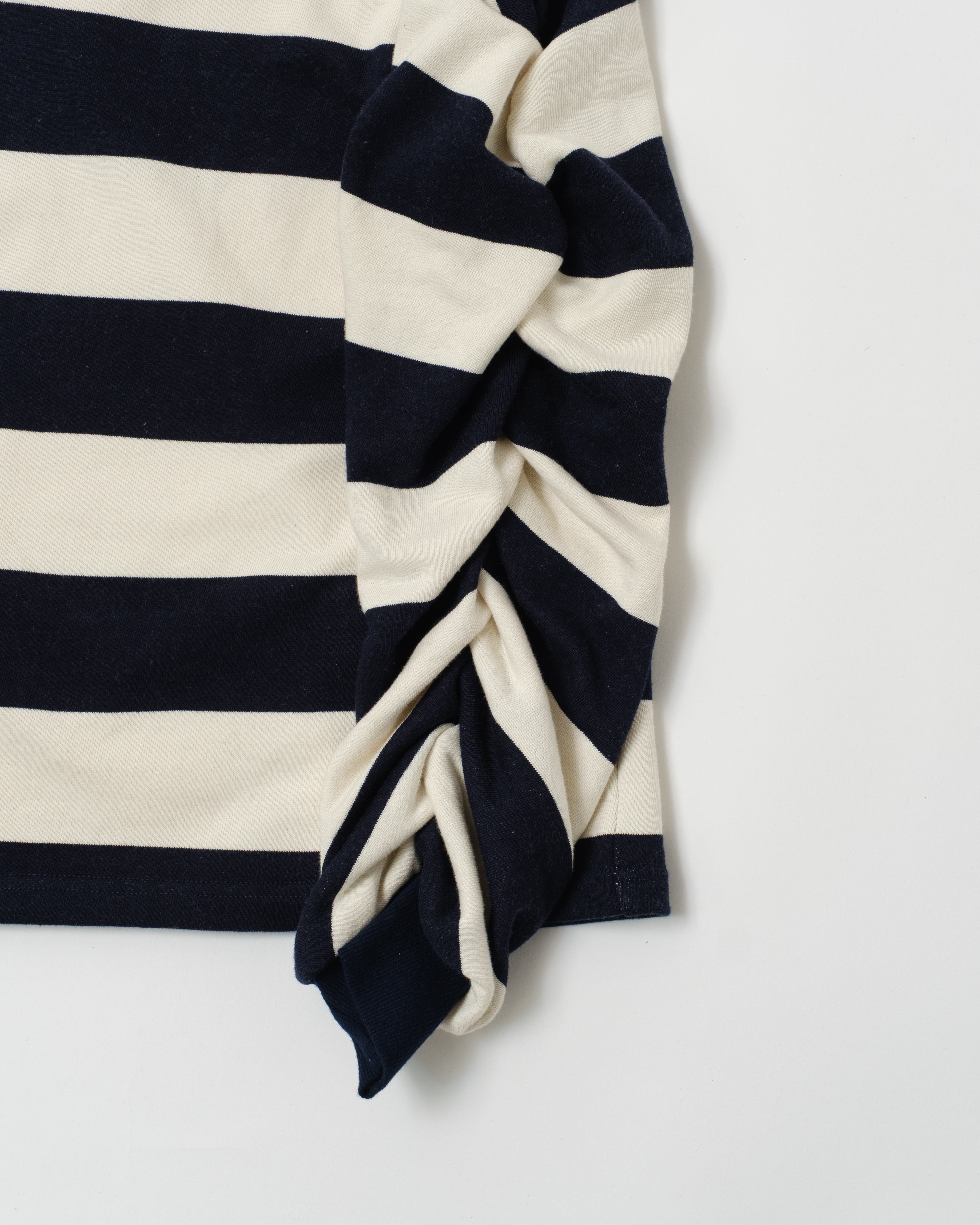 Gathered sleeve rugby shirt (ivory/navy)