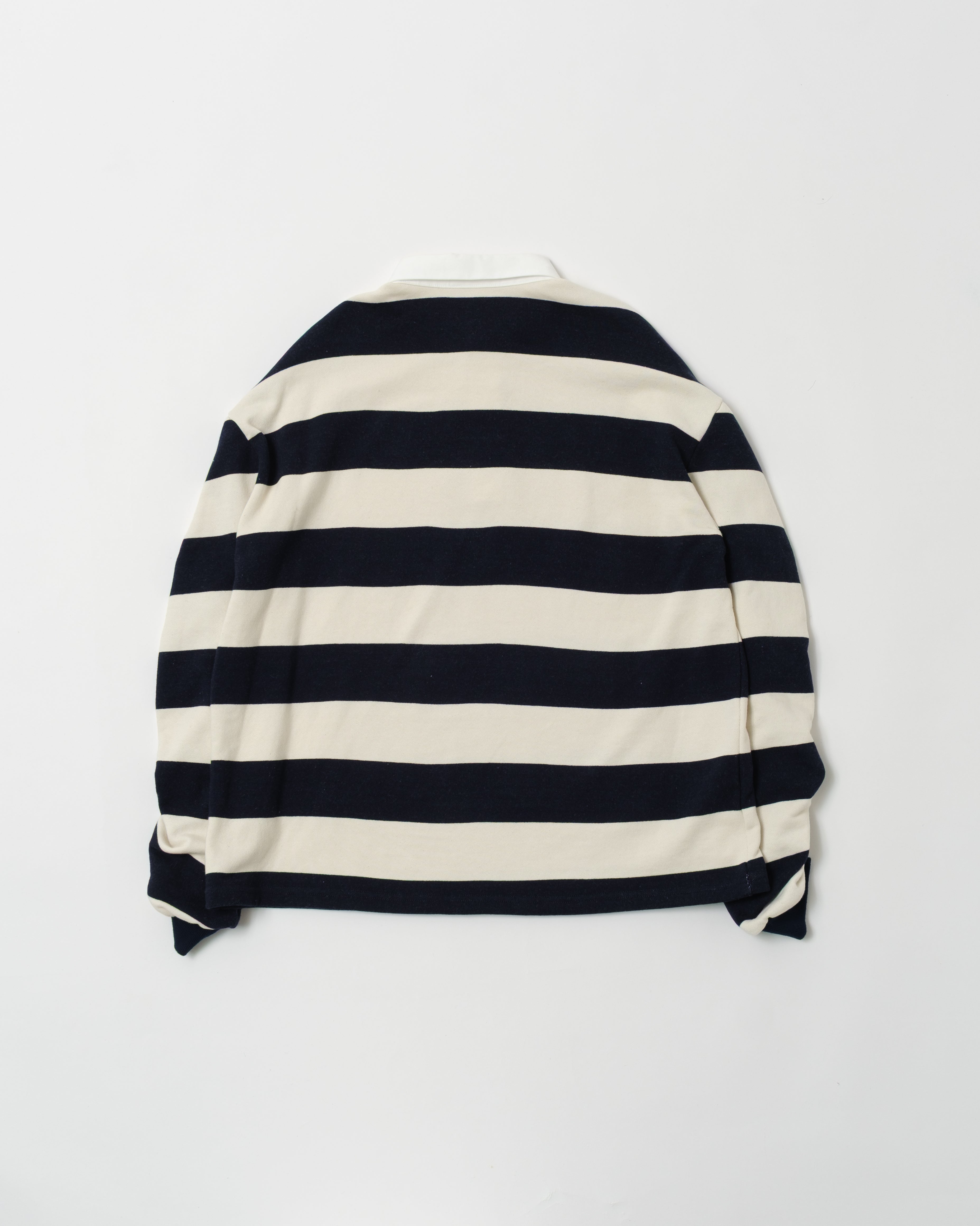 Gathered sleeve rugby shirt (ivory/navy)