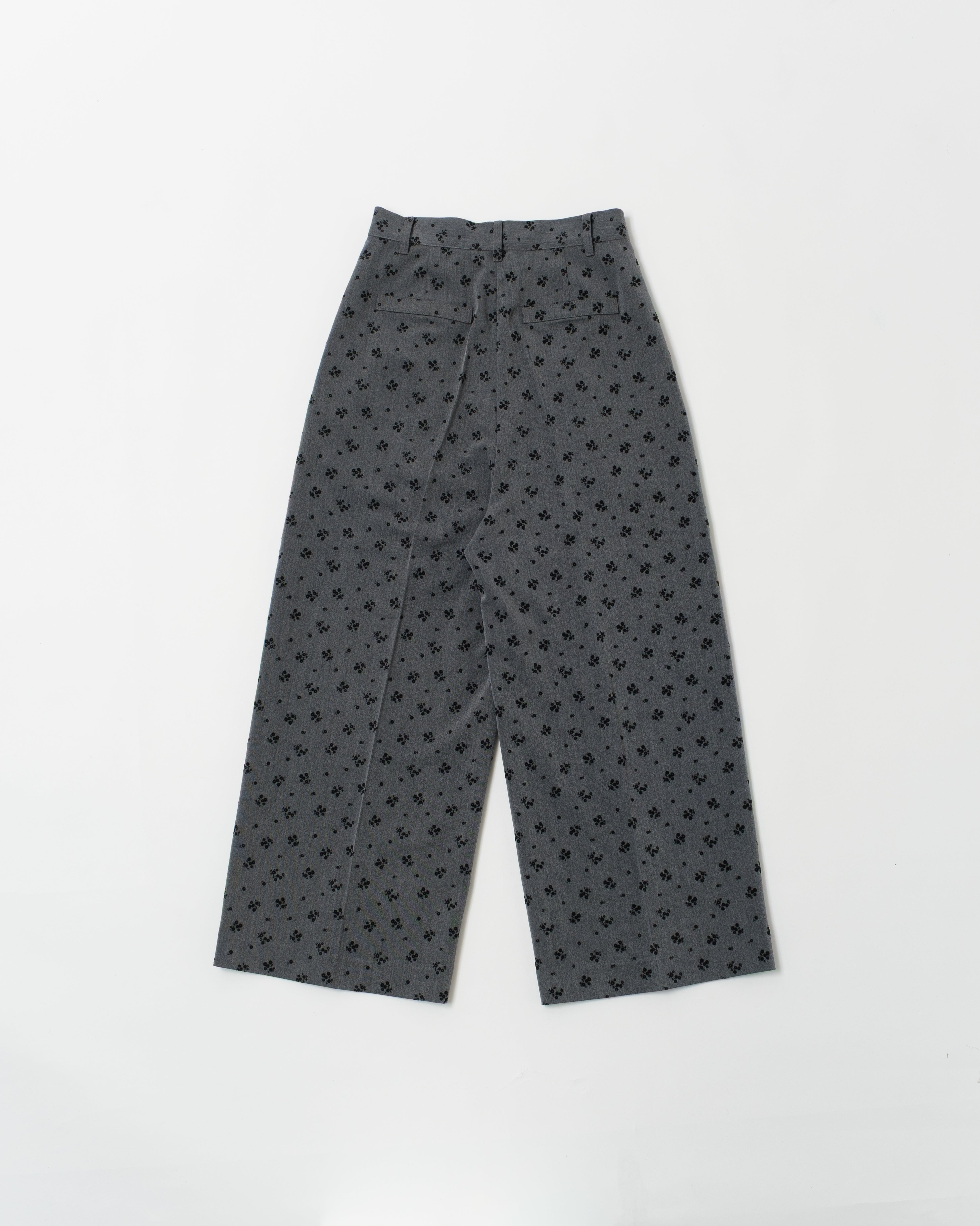 Flower flocky wide pants