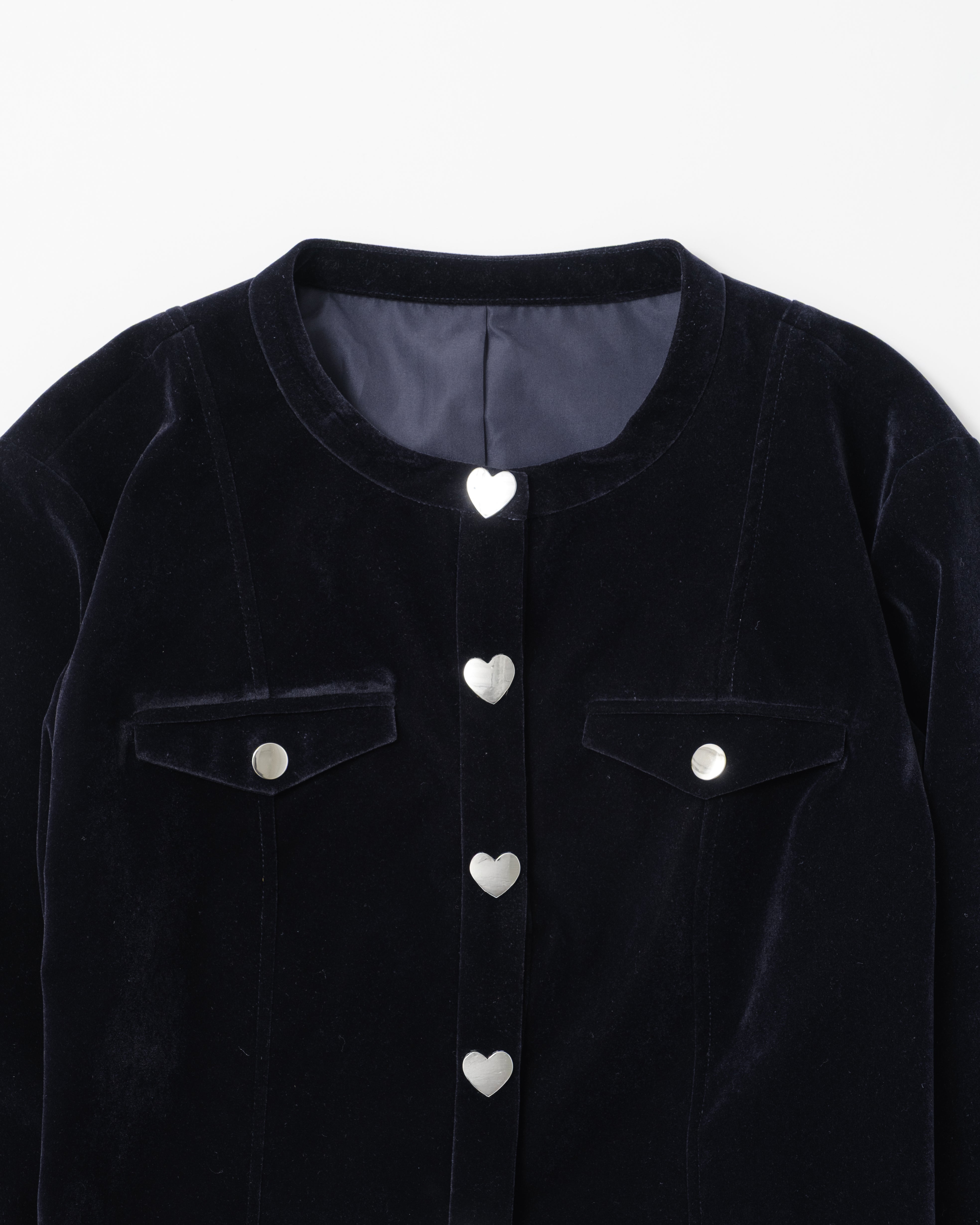 Heart button velvet jacket