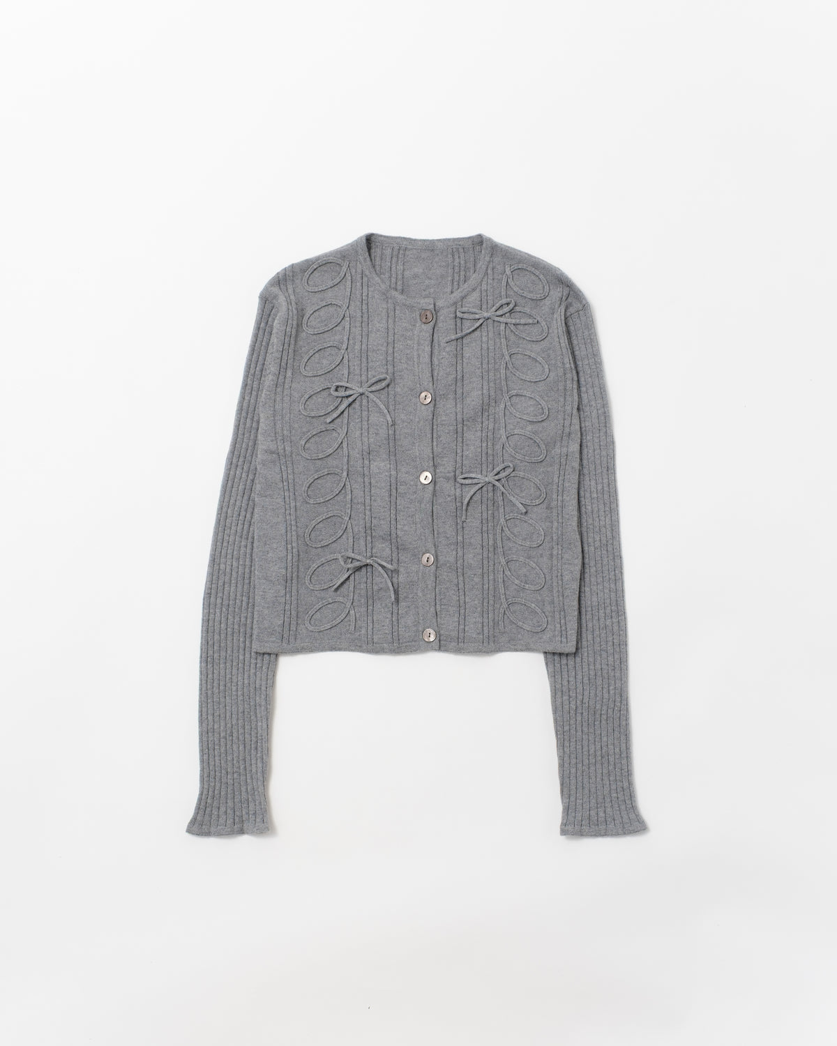 Kurukuru ribbon rib knit cardigan